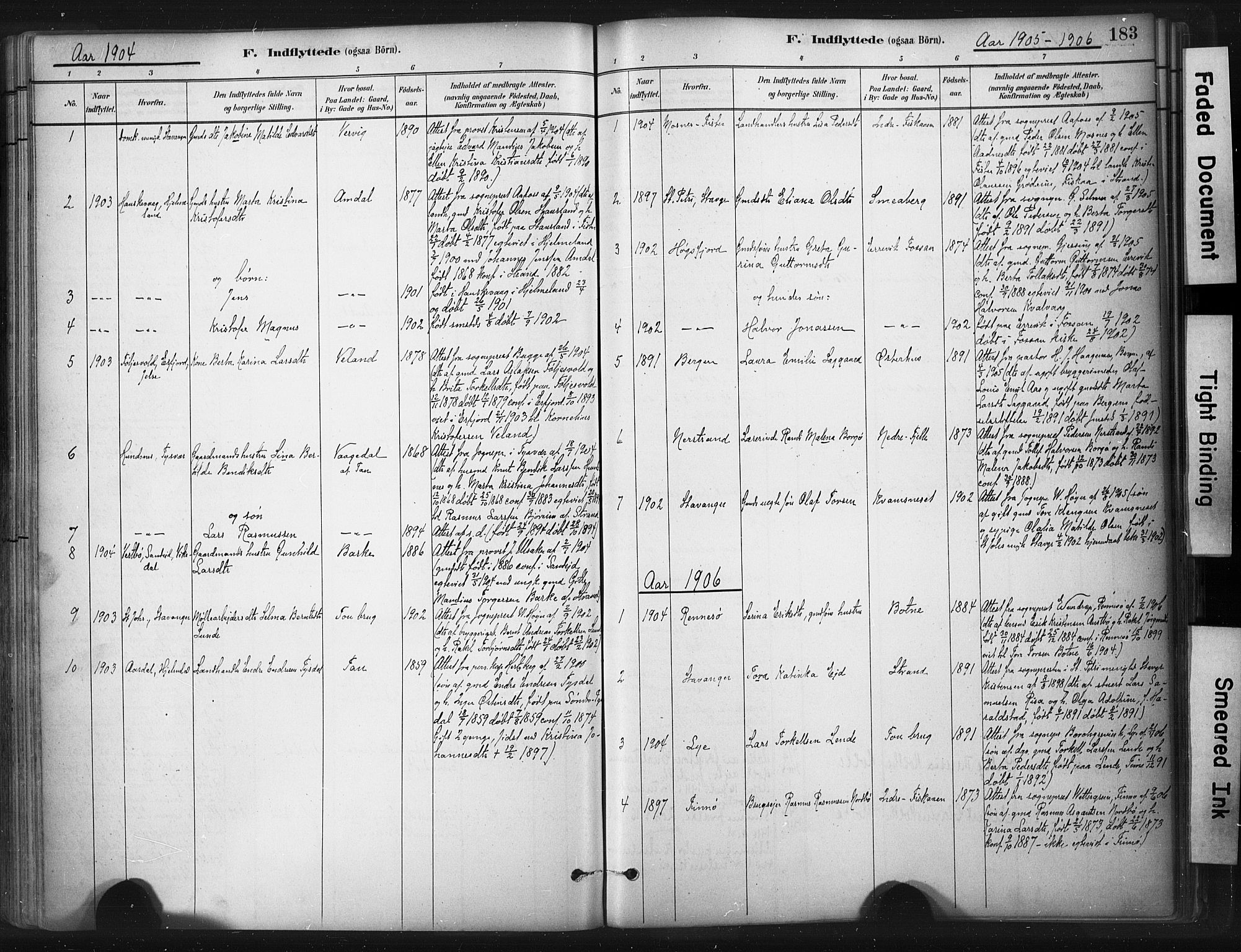 Strand sokneprestkontor, SAST/A-101828/H/Ha/Haa/L0010: Parish register (official) no. A 10, 1882-1929, p. 183