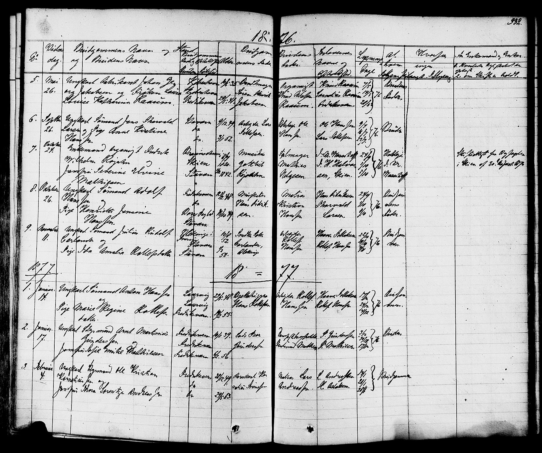 Stavern kirkebøker, AV/SAKO-A-318/F/Fa/L0007: Parish register (official) no. 7, 1840-1877, p. 332