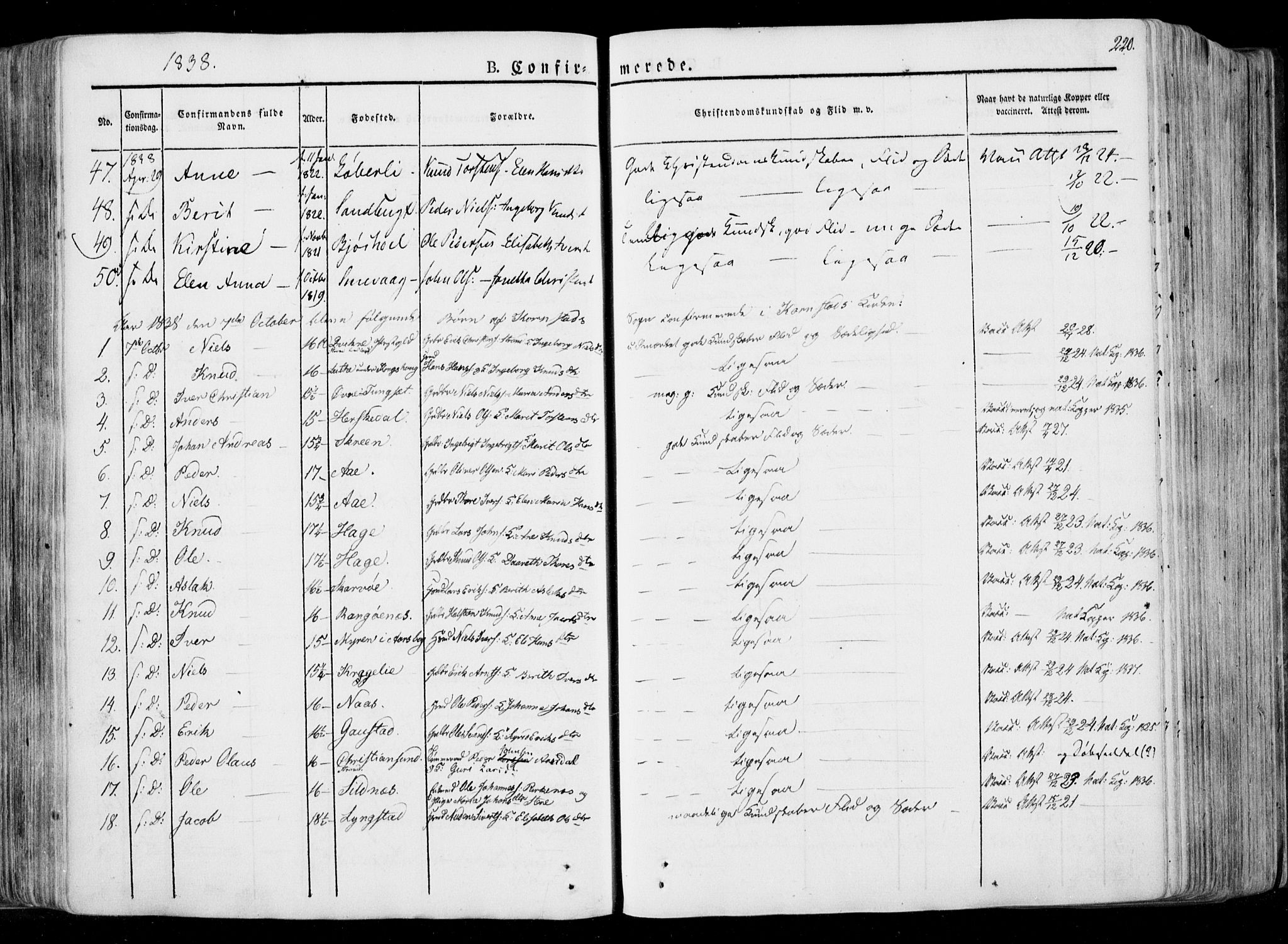 Ministerialprotokoller, klokkerbøker og fødselsregistre - Møre og Romsdal, SAT/A-1454/568/L0803: Parish register (official) no. 568A10, 1830-1853, p. 220