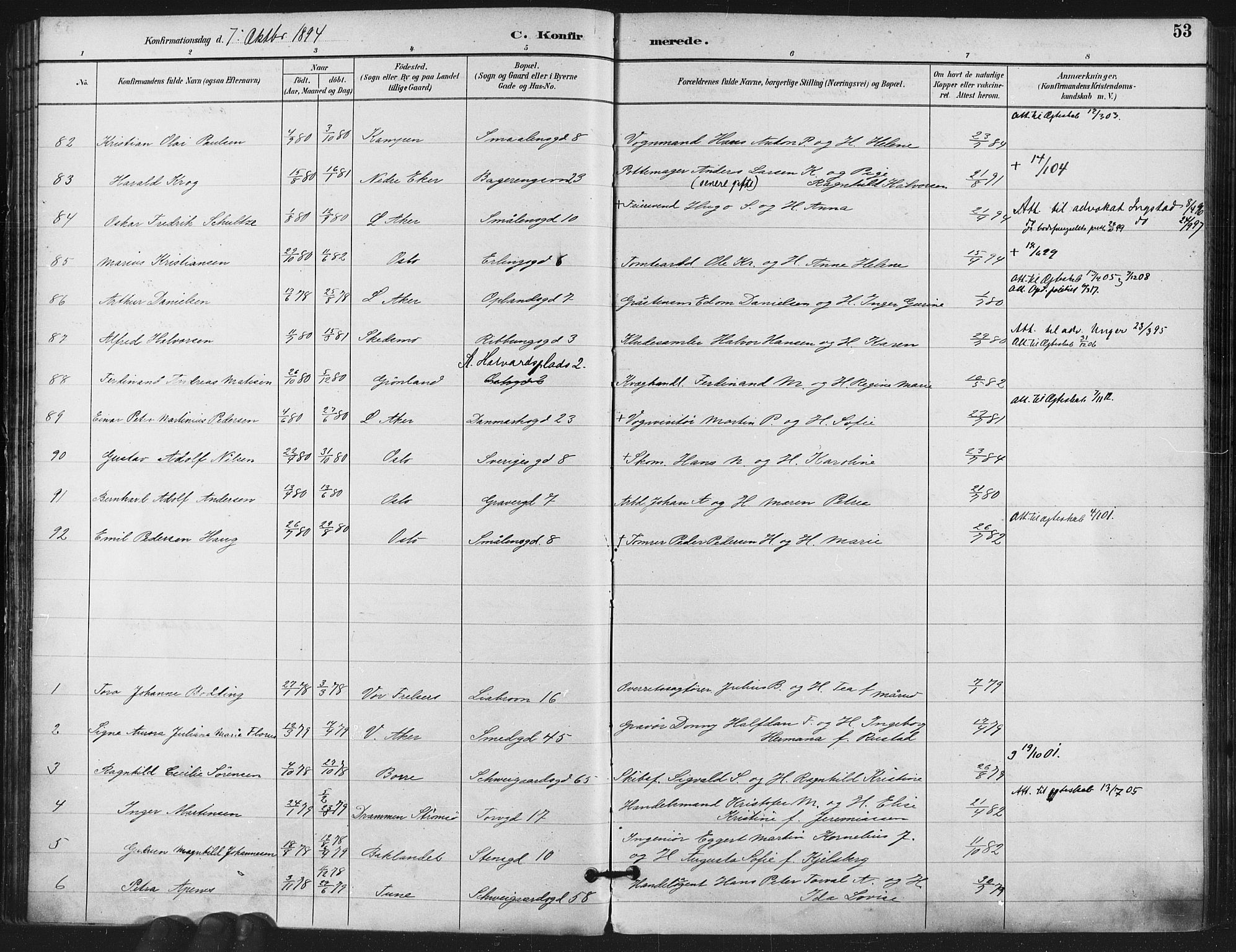 Gamlebyen prestekontor Kirkebøker, AV/SAO-A-10884/F/Fa/L0008: Parish register (official) no. 8, 1891-1908, p. 53