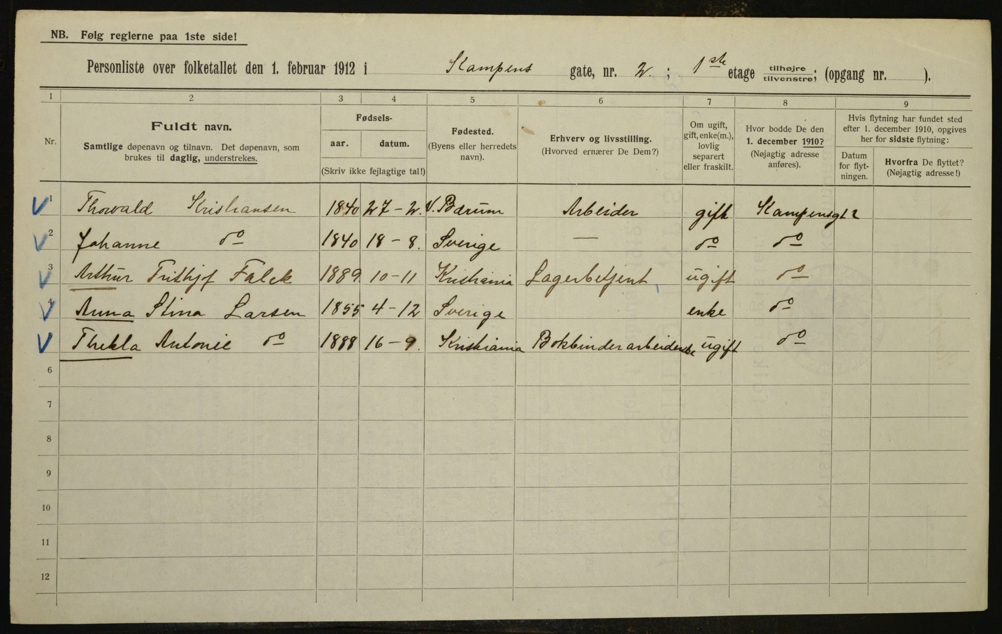 OBA, Municipal Census 1912 for Kristiania, 1912, p. 48058