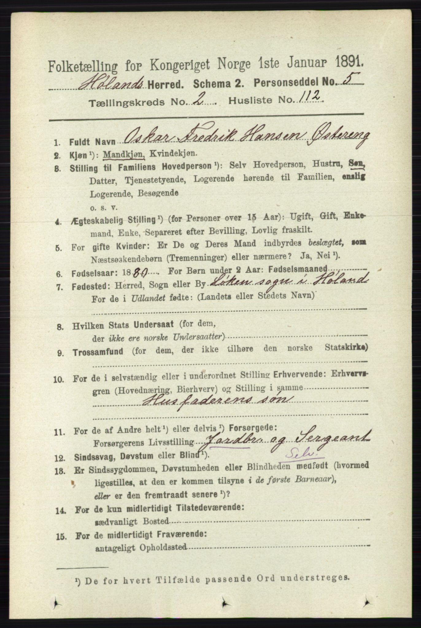RA, 1891 census for 0221 Høland, 1891, p. 1532