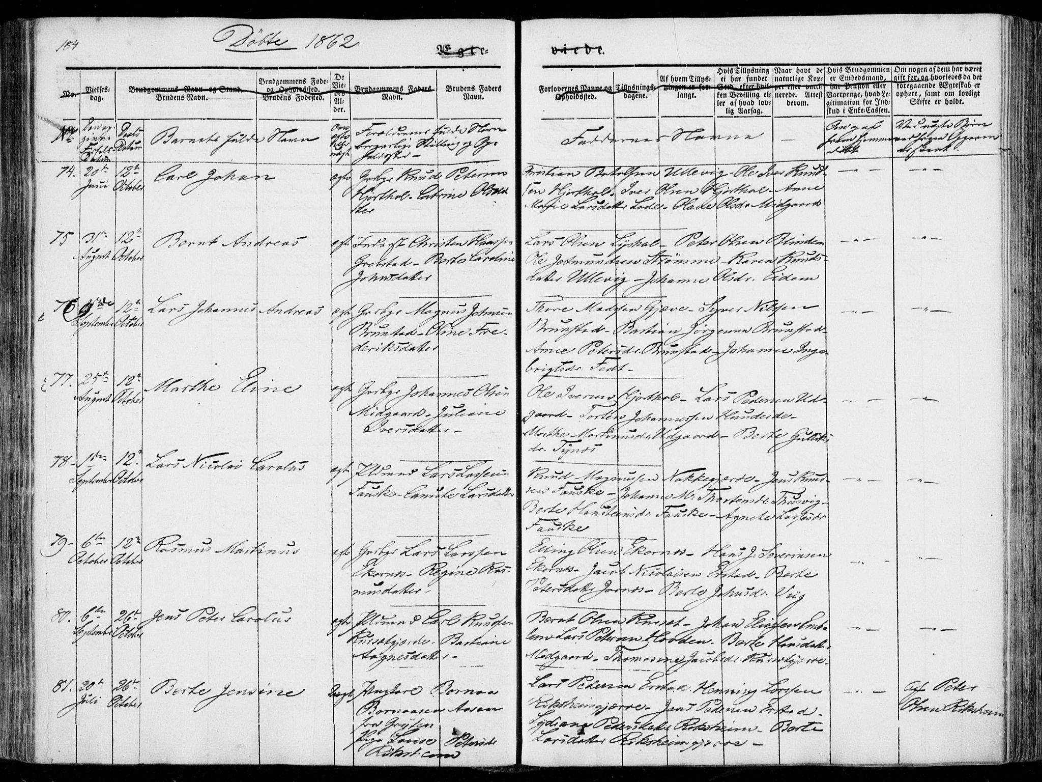 Ministerialprotokoller, klokkerbøker og fødselsregistre - Møre og Romsdal, AV/SAT-A-1454/522/L0313: Parish register (official) no. 522A08, 1852-1862, p. 184