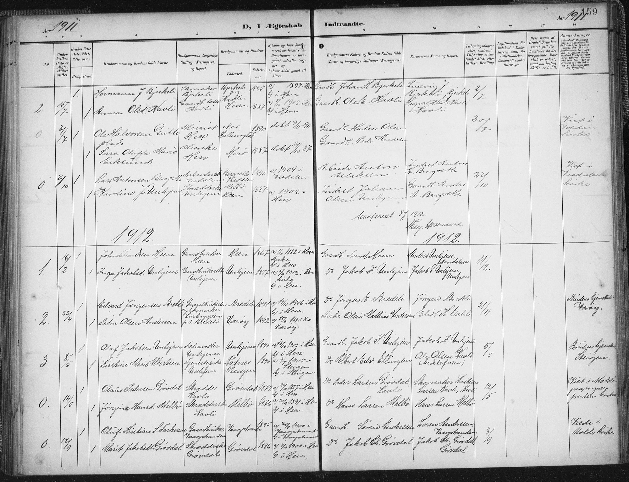 Ministerialprotokoller, klokkerbøker og fødselsregistre - Møre og Romsdal, SAT/A-1454/545/L0589: Parish register (copy) no. 545C03, 1902-1937, p. 159