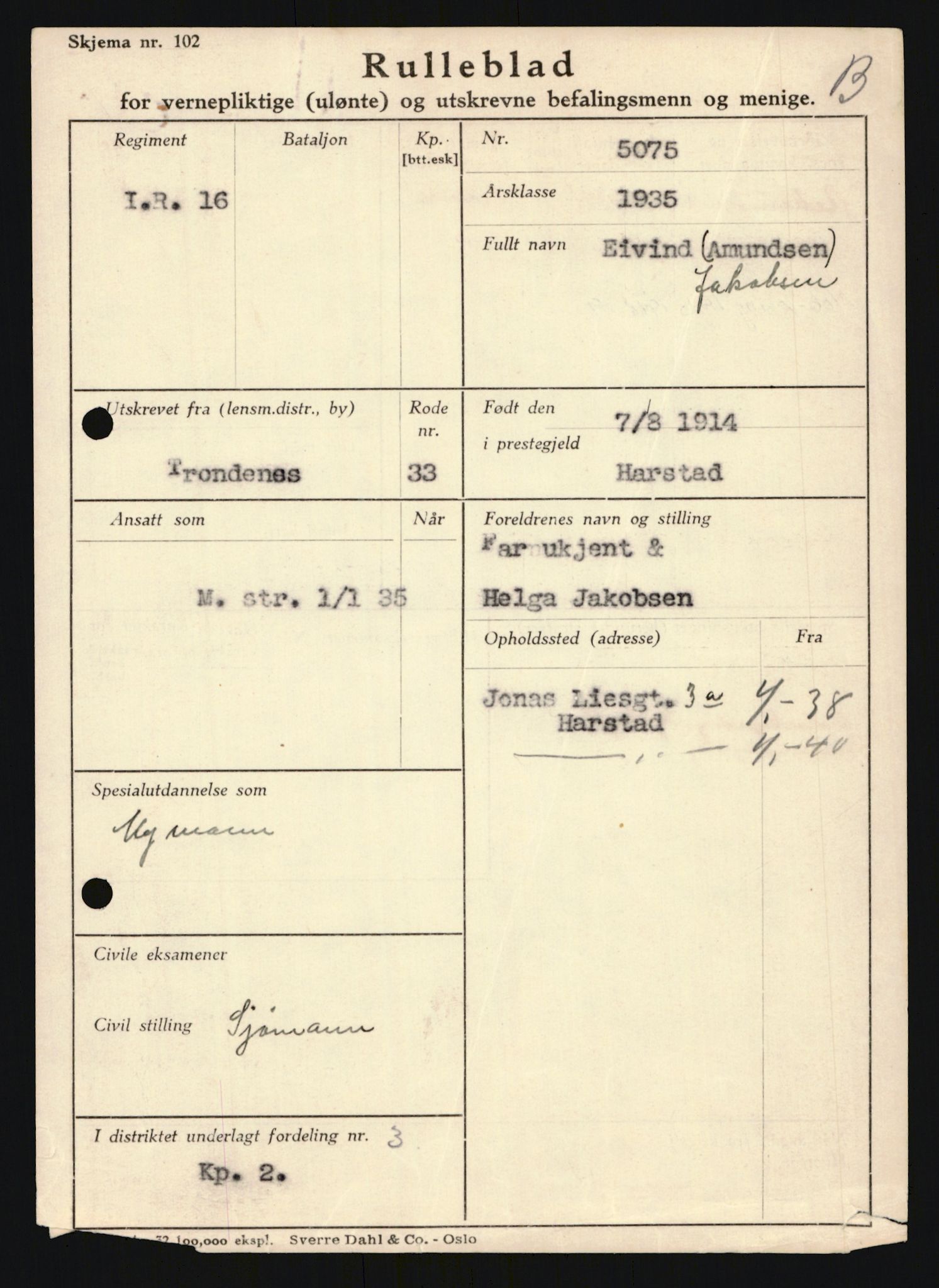 Forsvaret, Troms infanteriregiment nr. 16, AV/RA-RAFA-3146/P/Pa/L0019: Rulleblad for regimentets menige mannskaper, årsklasse 1935, 1935, p. 492