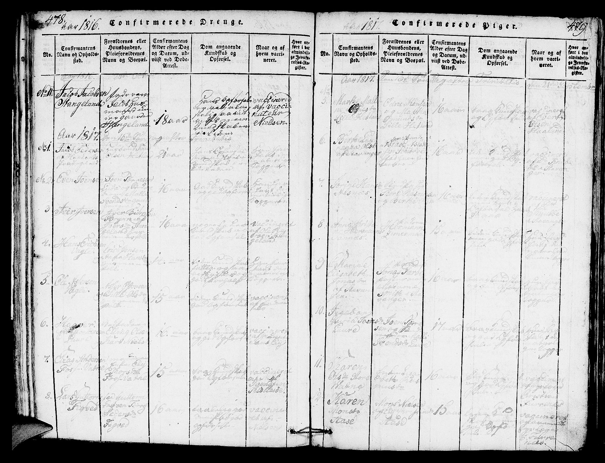 Høyland sokneprestkontor, SAST/A-101799/001/30BA/L0006: Parish register (official) no. A 6, 1815-1825, p. 478-479