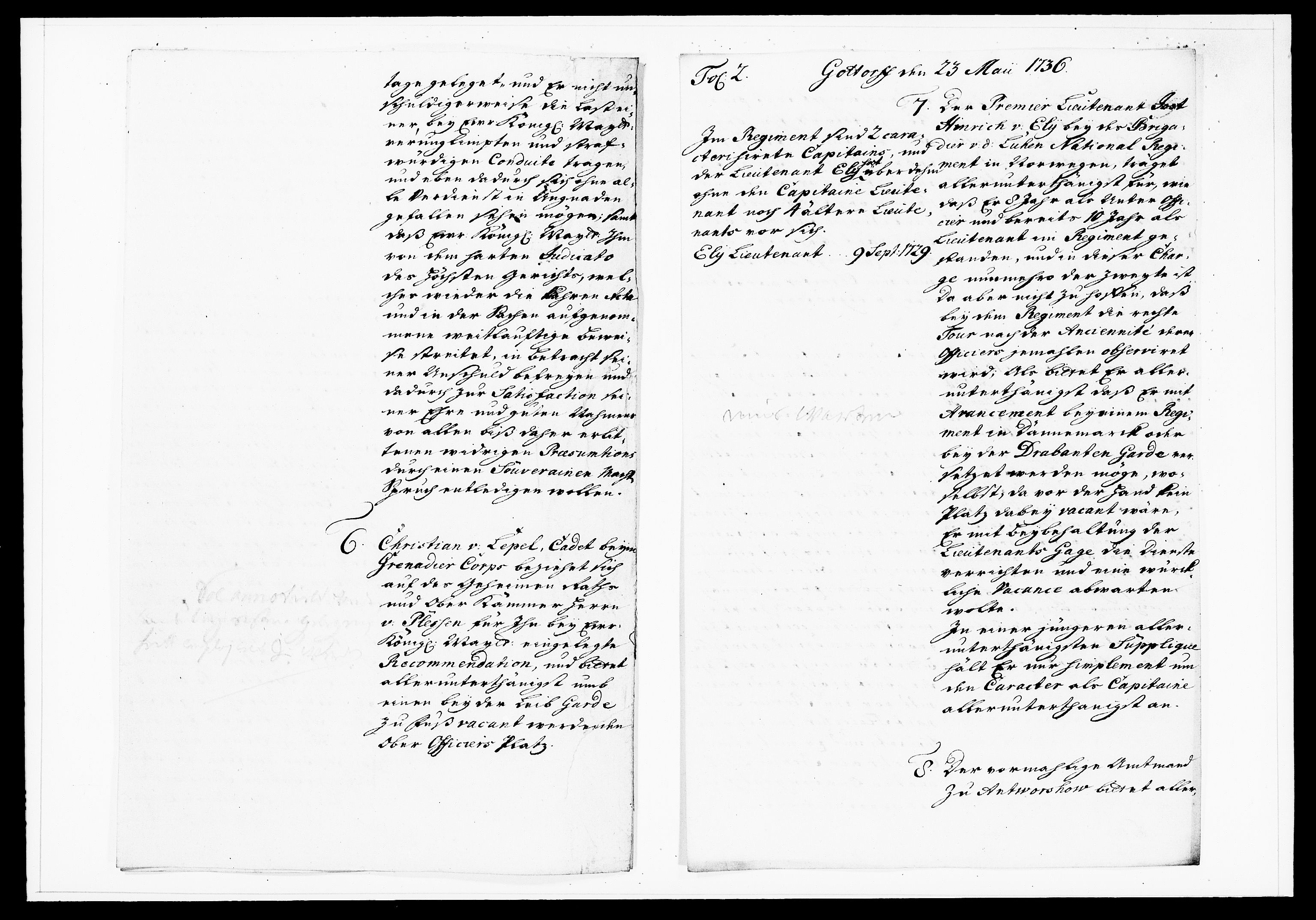 Krigskollegiet, Krigskancelliet, DRA/A-0006/-/1130-1137: Refererede sager, 1736, p. 186