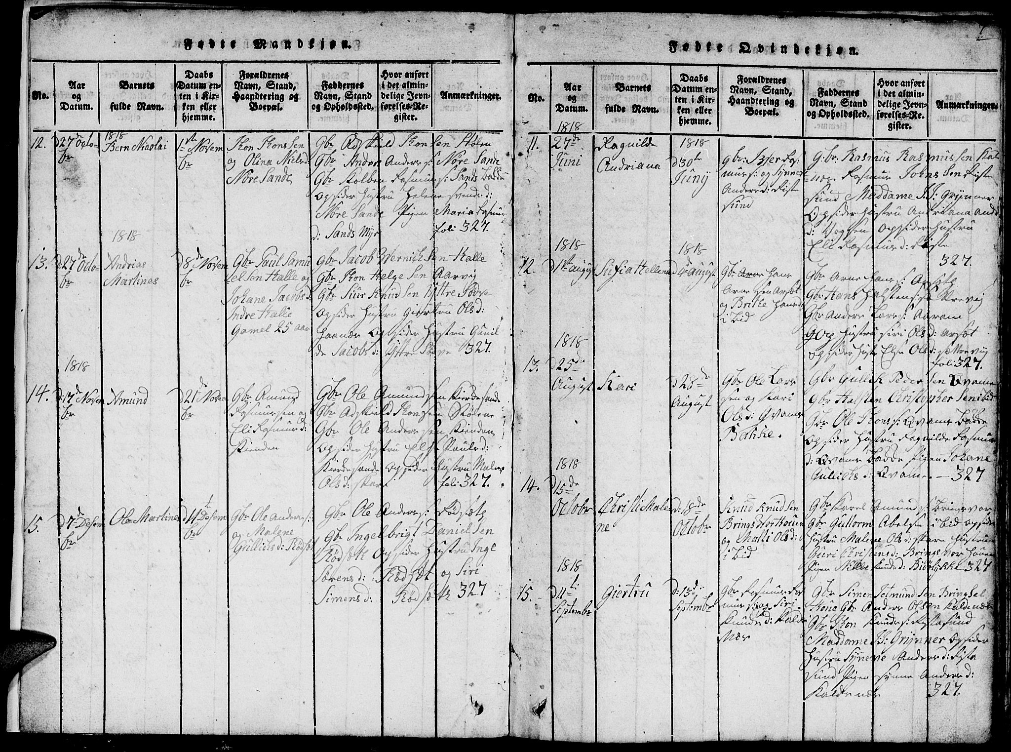 Ministerialprotokoller, klokkerbøker og fødselsregistre - Møre og Romsdal, SAT/A-1454/503/L0046: Parish register (copy) no. 503C01, 1816-1842, p. 7