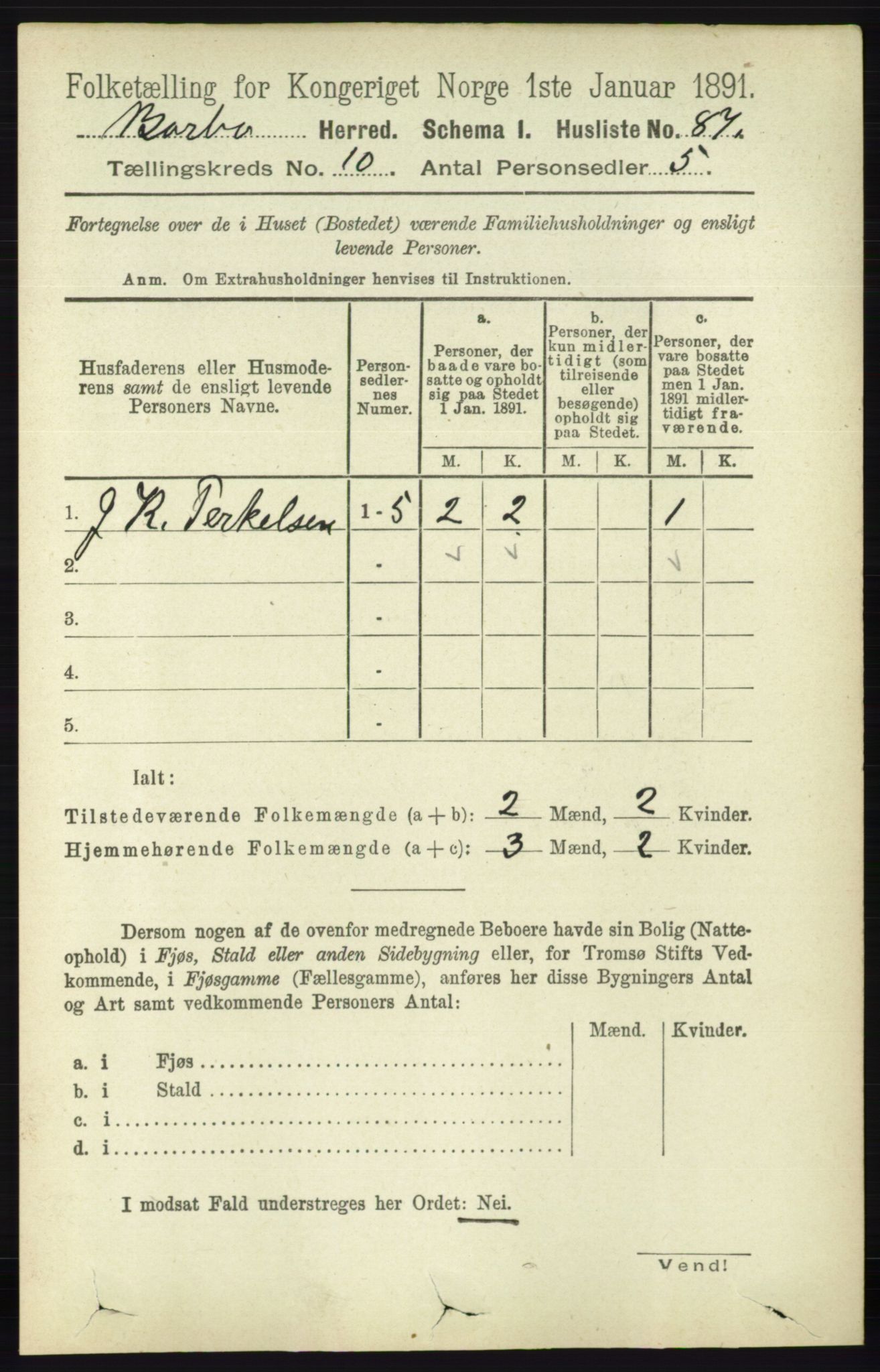 RA, 1891 census for 0990 Barbu, 1891, p. 7887