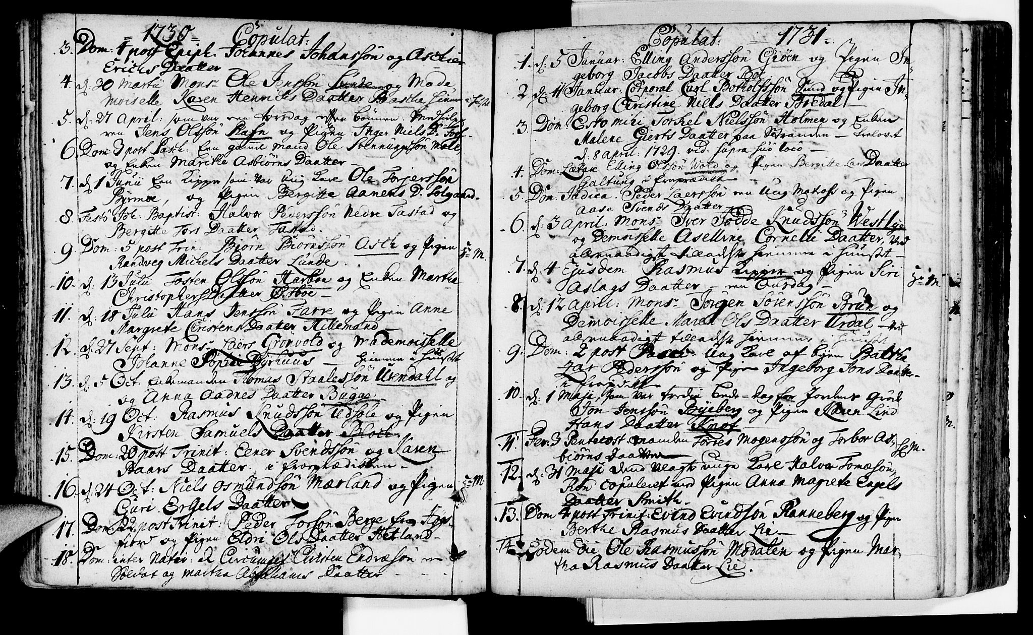 Domkirken sokneprestkontor, AV/SAST-A-101812/001/30/30BA/L0002: Parish register (official) no. A 2 /1, 1727-1738