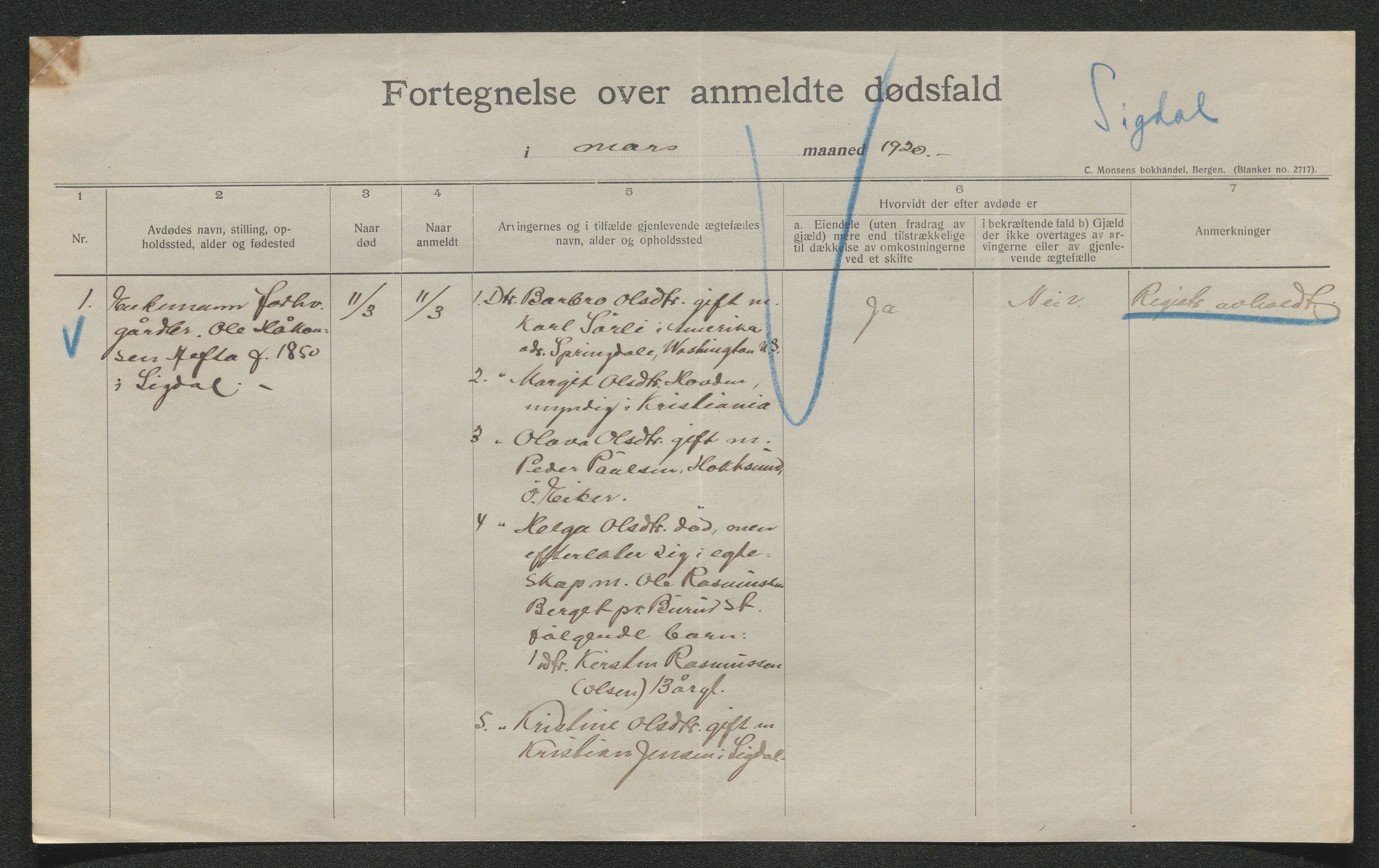 Eiker, Modum og Sigdal sorenskriveri, AV/SAKO-A-123/H/Ha/Hab/L0040: Dødsfallsmeldinger, 1920-1921, p. 489