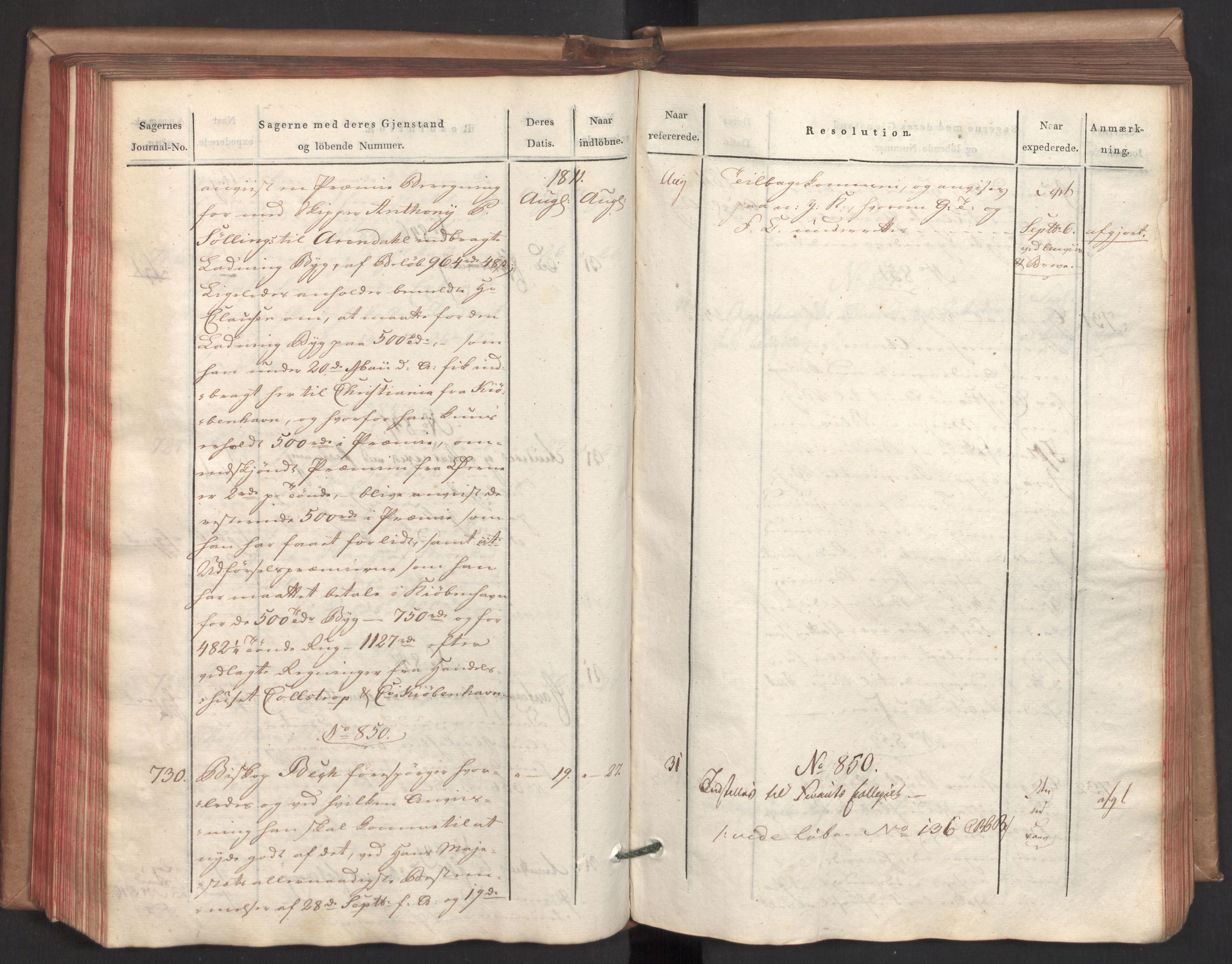 Stattholderembetet 1810-1814, 2. kontor (Kontor B), AV/RA-EA-5432/Ab/L0002: Referatprotokoll,  j.nr. 291-1001,  l.nr. 348-1179, 1811, p. 171