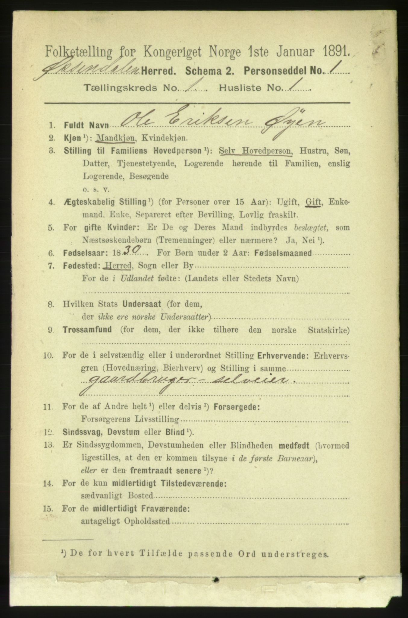 RA, 1891 census for 1561 Øksendal, 1891, p. 43