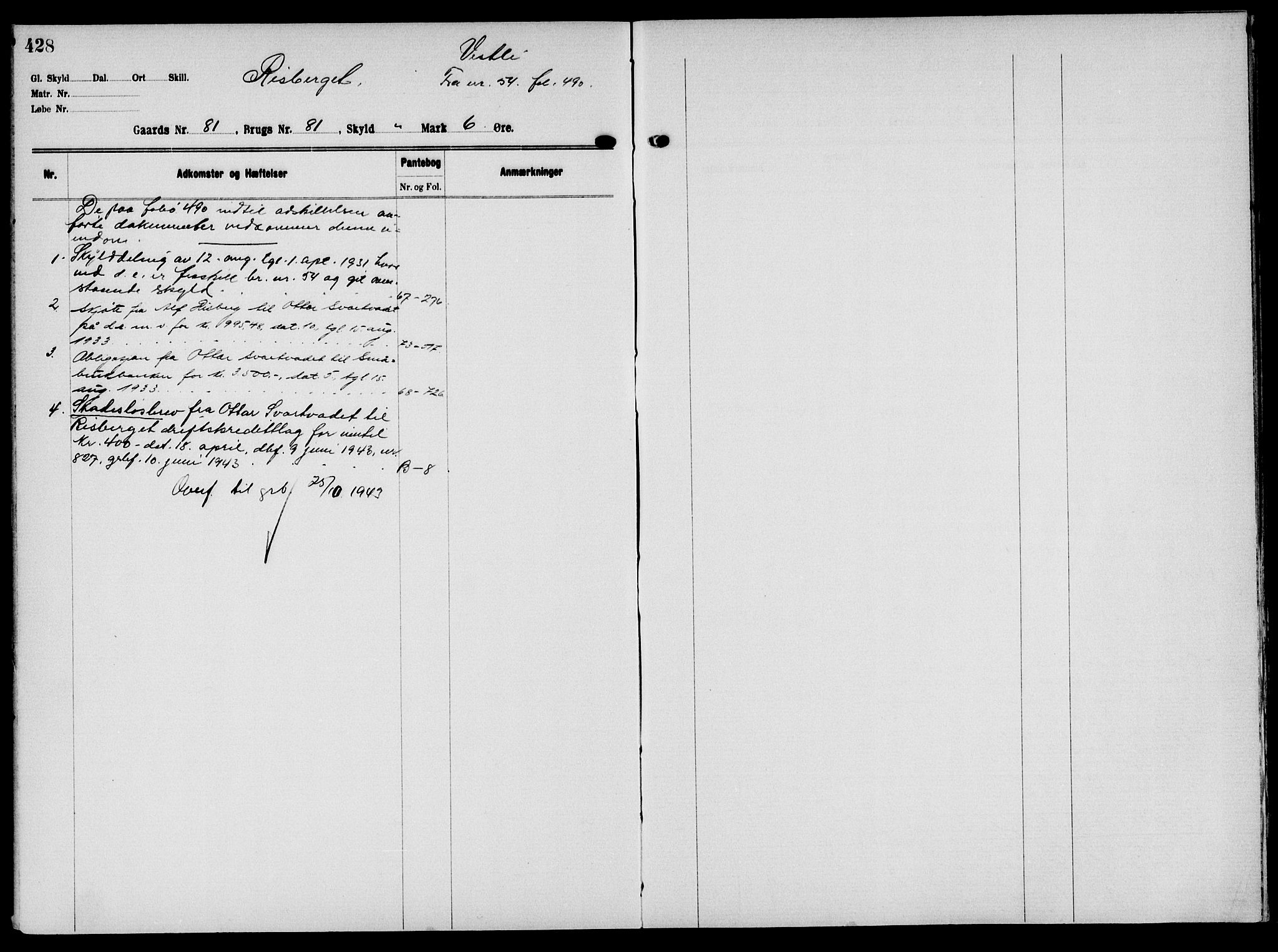 Solør tingrett, AV/SAH-TING-008/H/Ha/Hak/L0006: Mortgage register no. VI, 1900-1935, p. 428