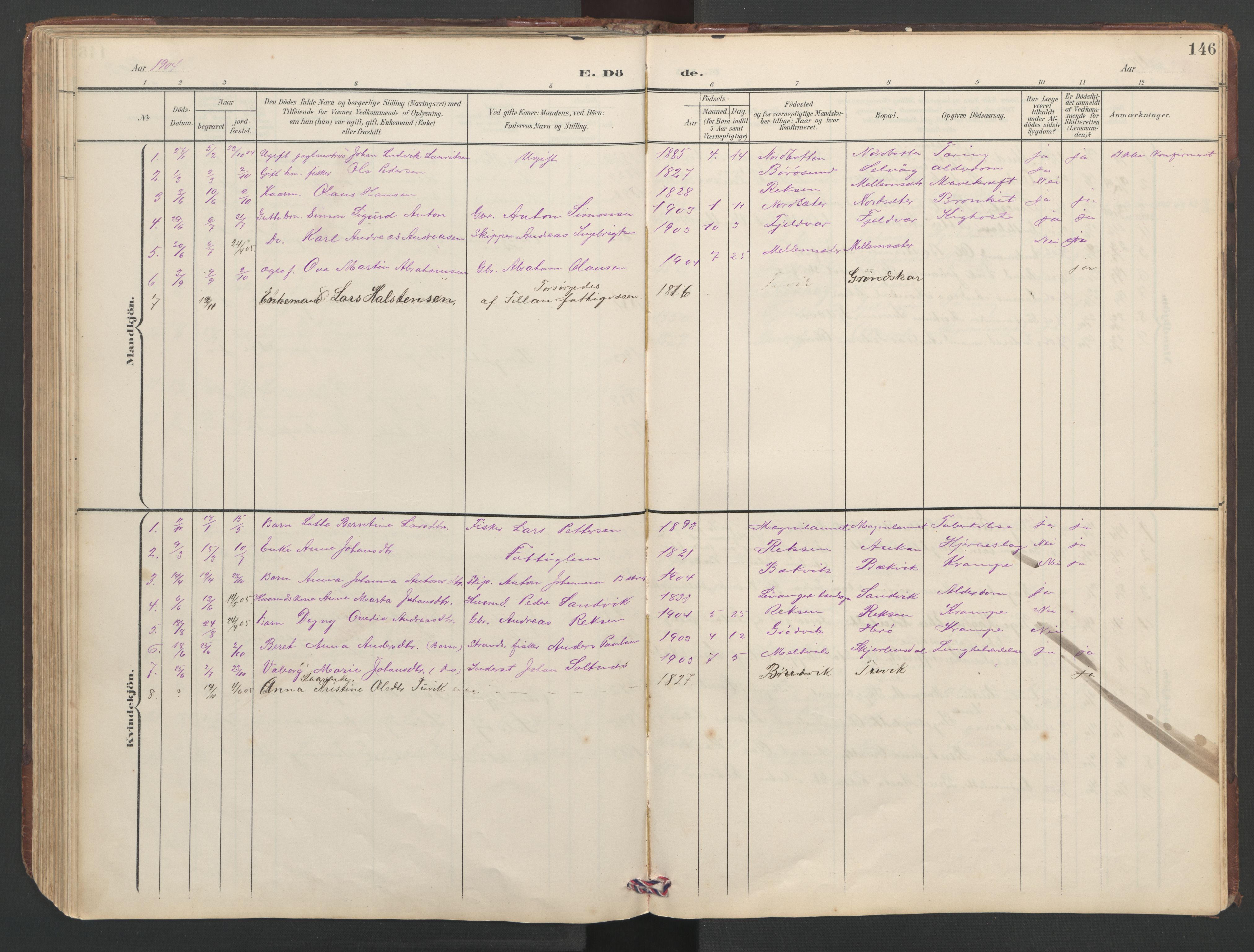 Ministerialprotokoller, klokkerbøker og fødselsregistre - Sør-Trøndelag, SAT/A-1456/638/L0571: Parish register (copy) no. 638C03, 1901-1930, p. 146