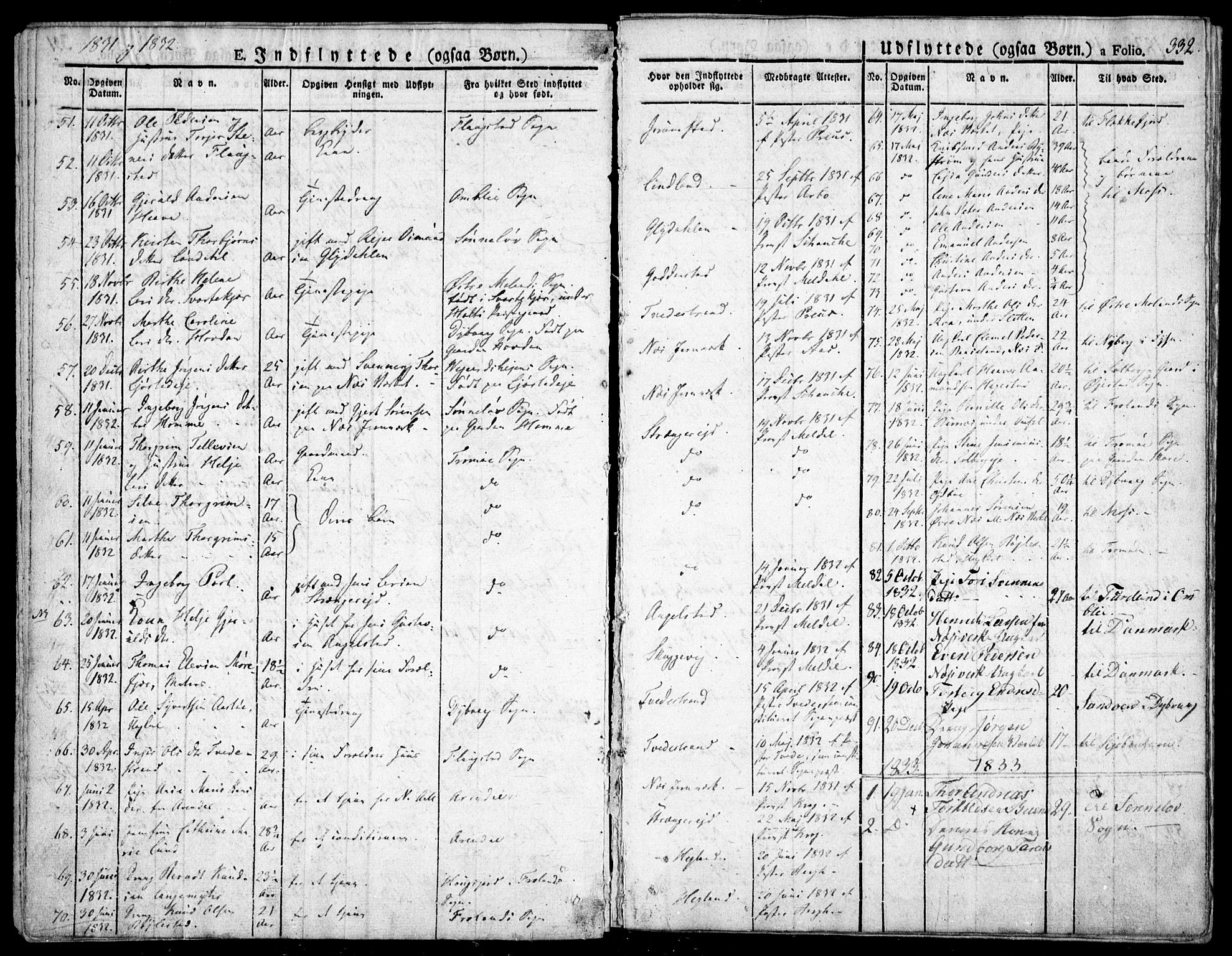 Holt sokneprestkontor, SAK/1111-0021/F/Fa/L0006: Parish register (official) no. A 6, 1820-1835, p. 332