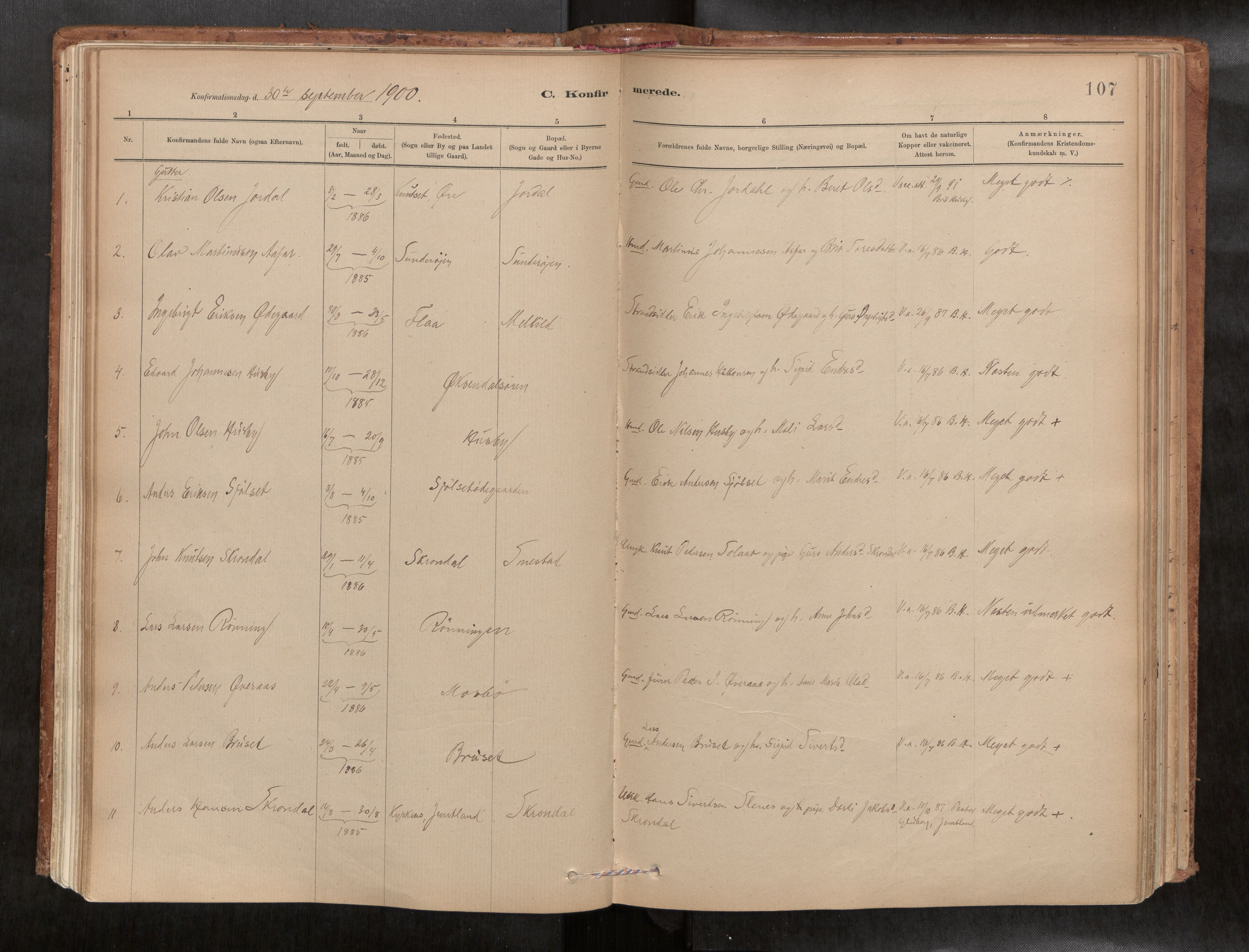Ministerialprotokoller, klokkerbøker og fødselsregistre - Møre og Romsdal, SAT/A-1454/588/L1006: Parish register (official) no. 588A03, 1886-1912, p. 107