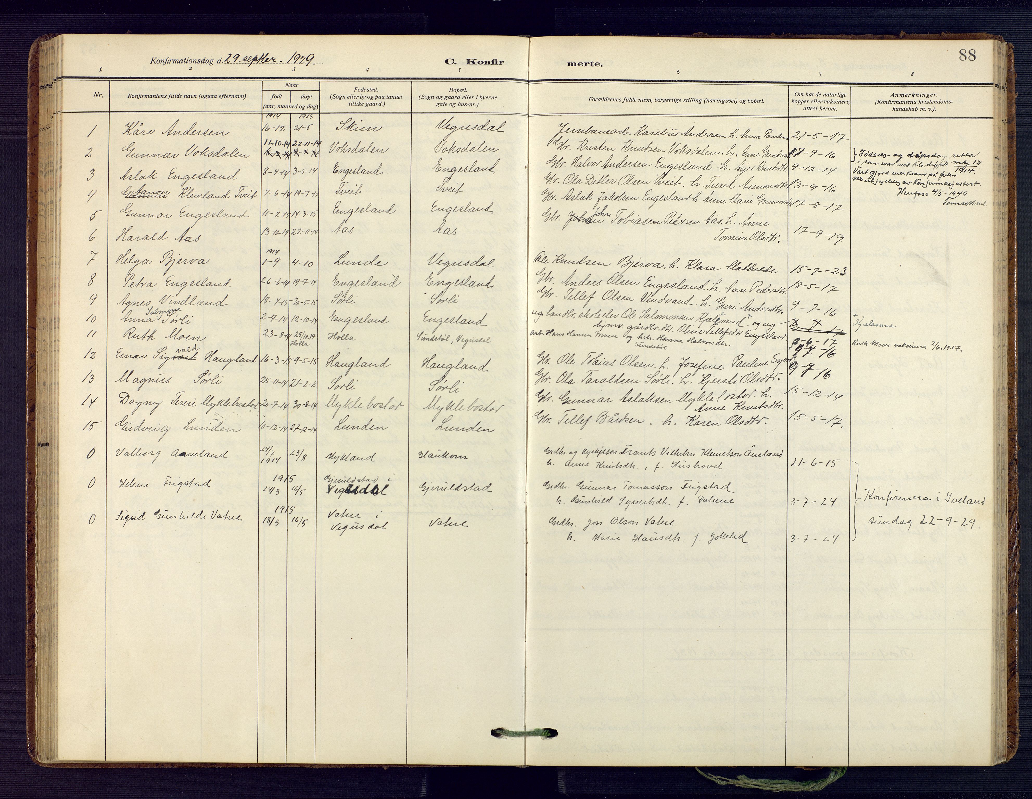 Herefoss sokneprestkontor, SAK/1111-0019/F/Fa/Fab/L0005: Parish register (official) no. A 5, 1910-1932, p. 88