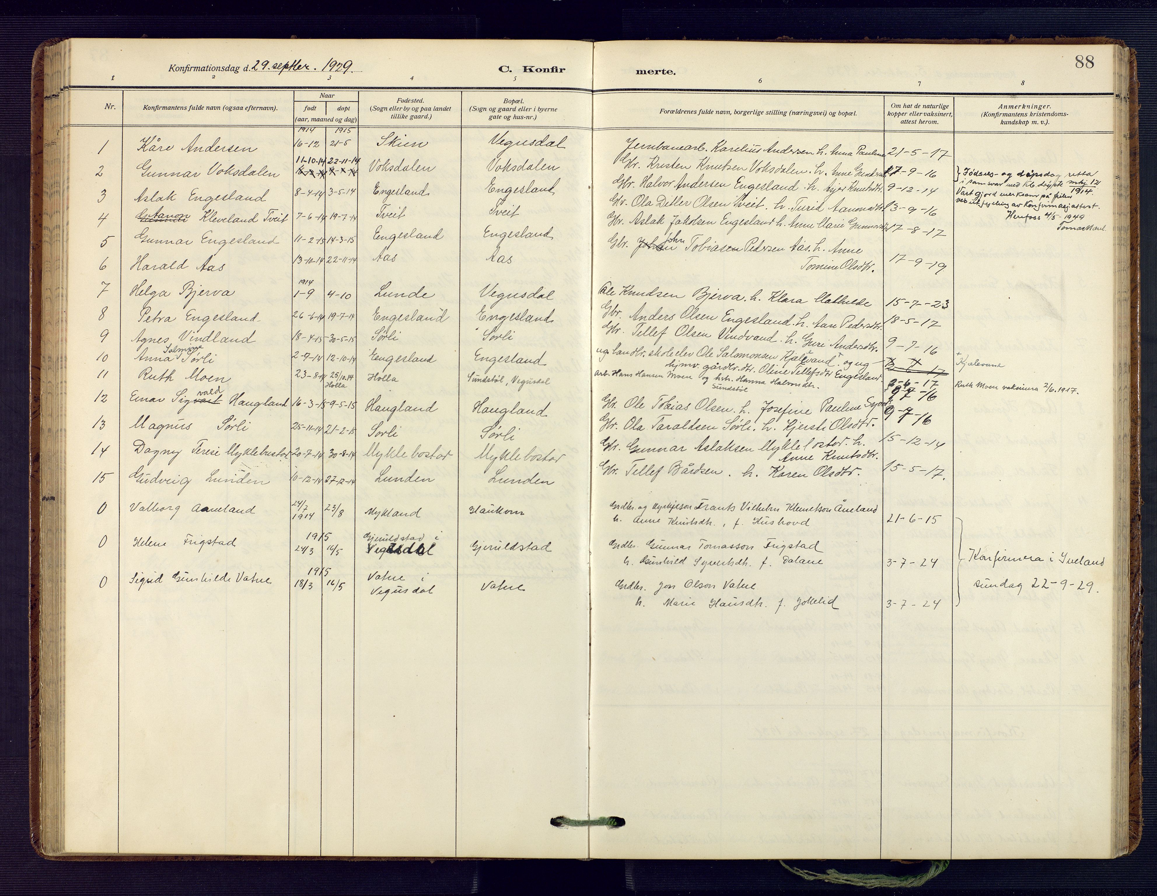 Herefoss sokneprestkontor, AV/SAK-1111-0019/F/Fa/Fab/L0005: Parish register (official) no. A 5, 1910-1932, p. 88
