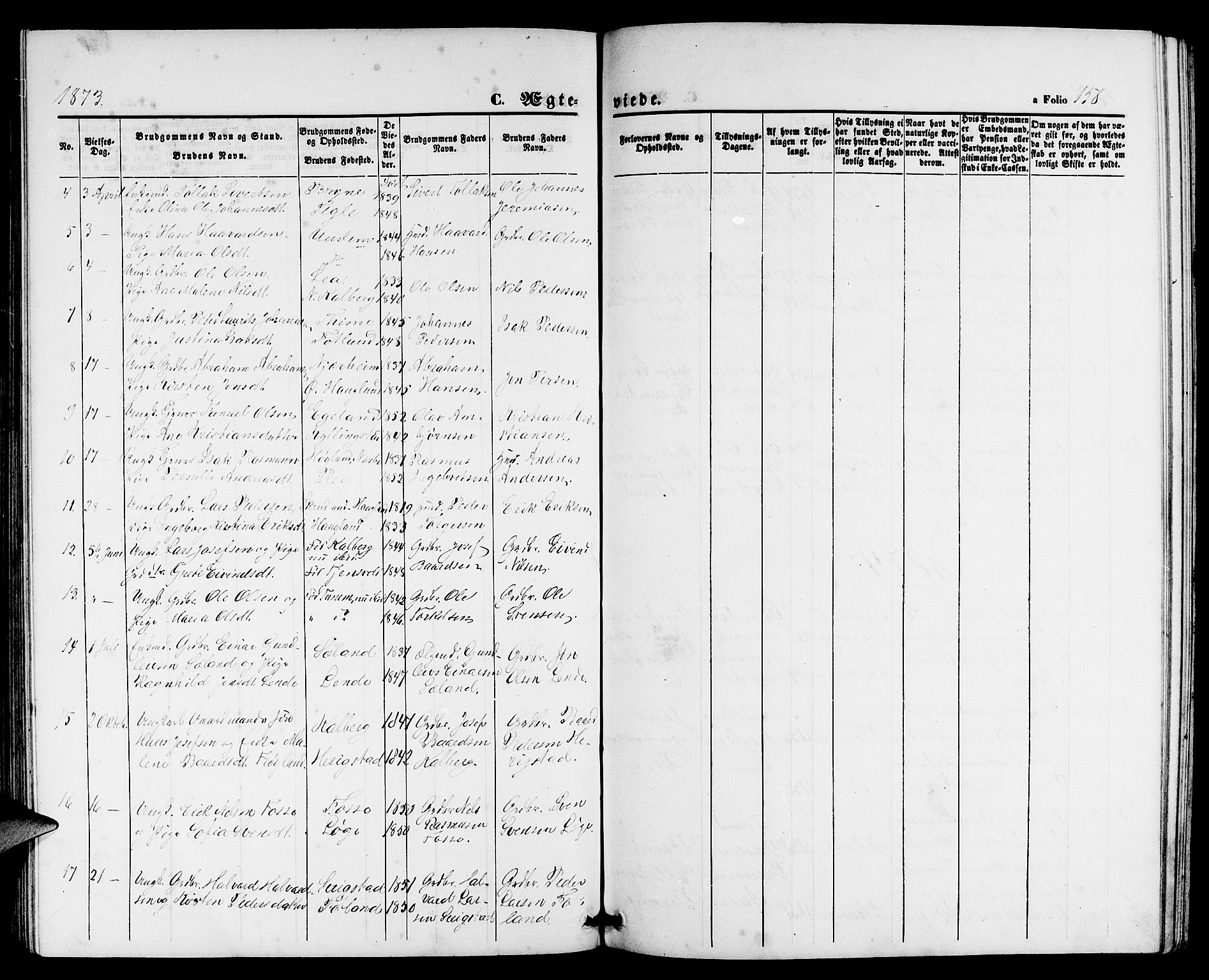 Lye sokneprestkontor, AV/SAST-A-101794/001/30BB/L0004: Parish register (copy) no. B 4, 1868-1878, p. 158