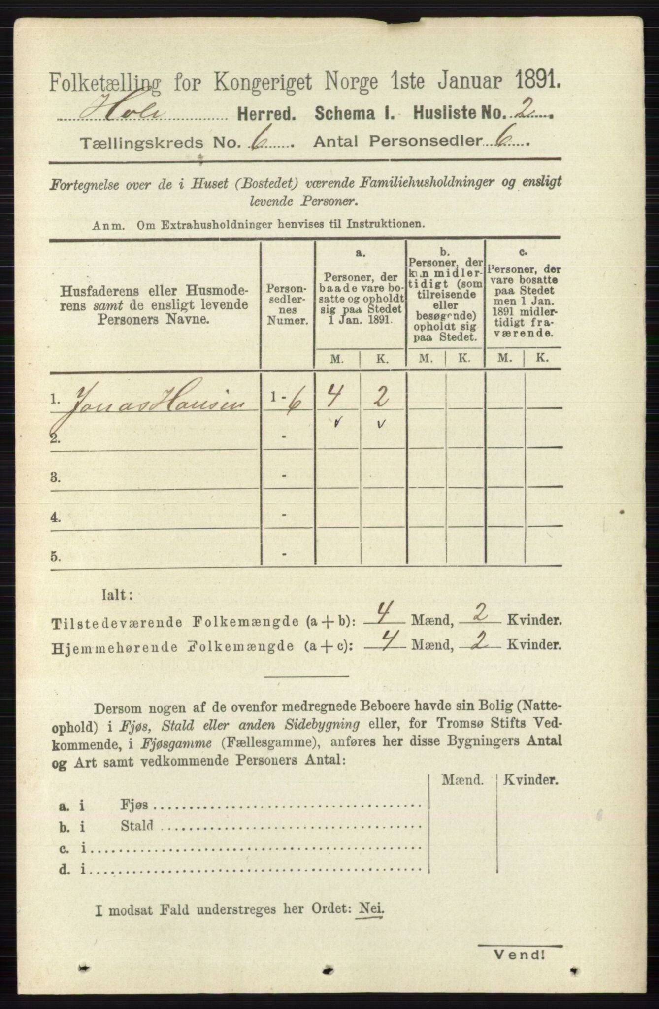 RA, 1891 census for 0612 Hole, 1891, p. 2972