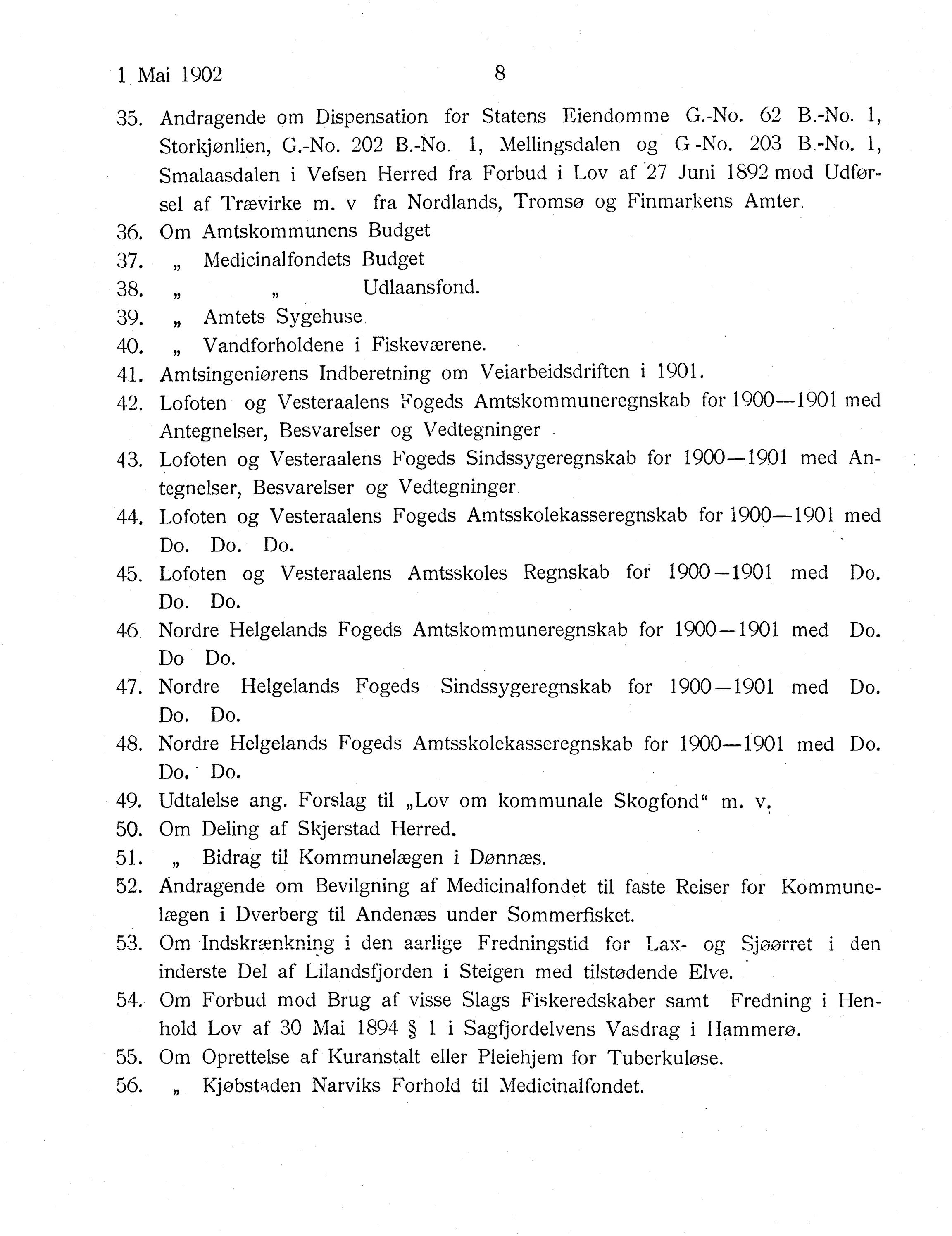 Nordland Fylkeskommune. Fylkestinget, AIN/NFK-17/176/A/Ac/L0025: Fylkestingsforhandlinger 1902, 1902