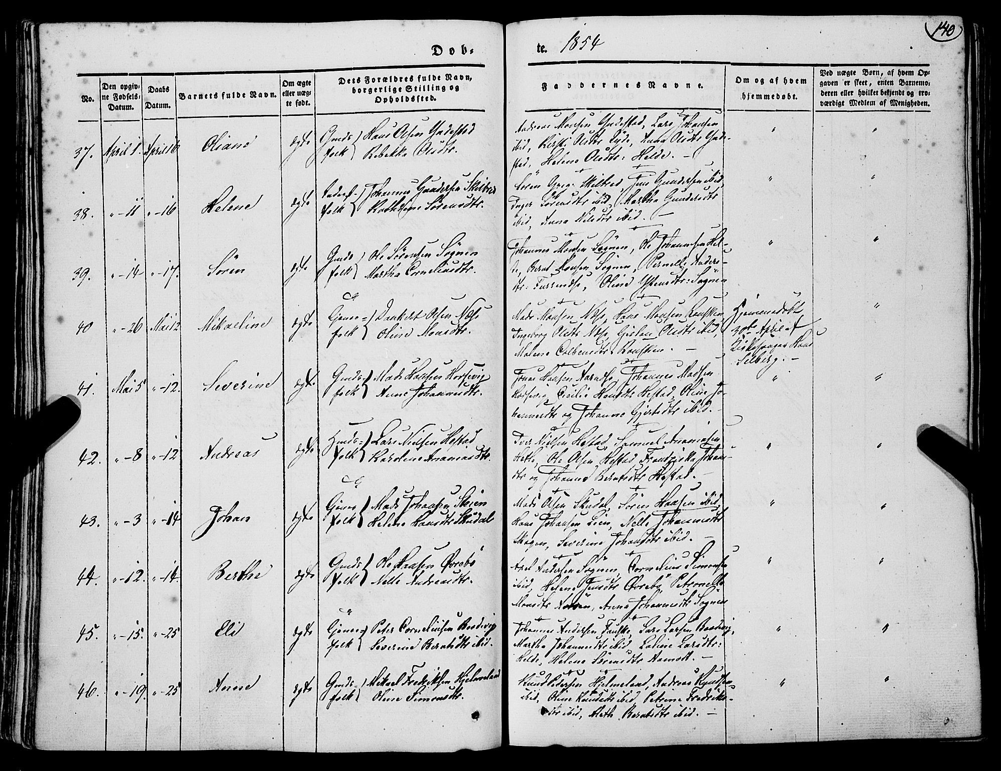 Gaular sokneprestembete, AV/SAB-A-80001/H/Haa: Parish register (official) no. A 4I, 1840-1859, p. 140