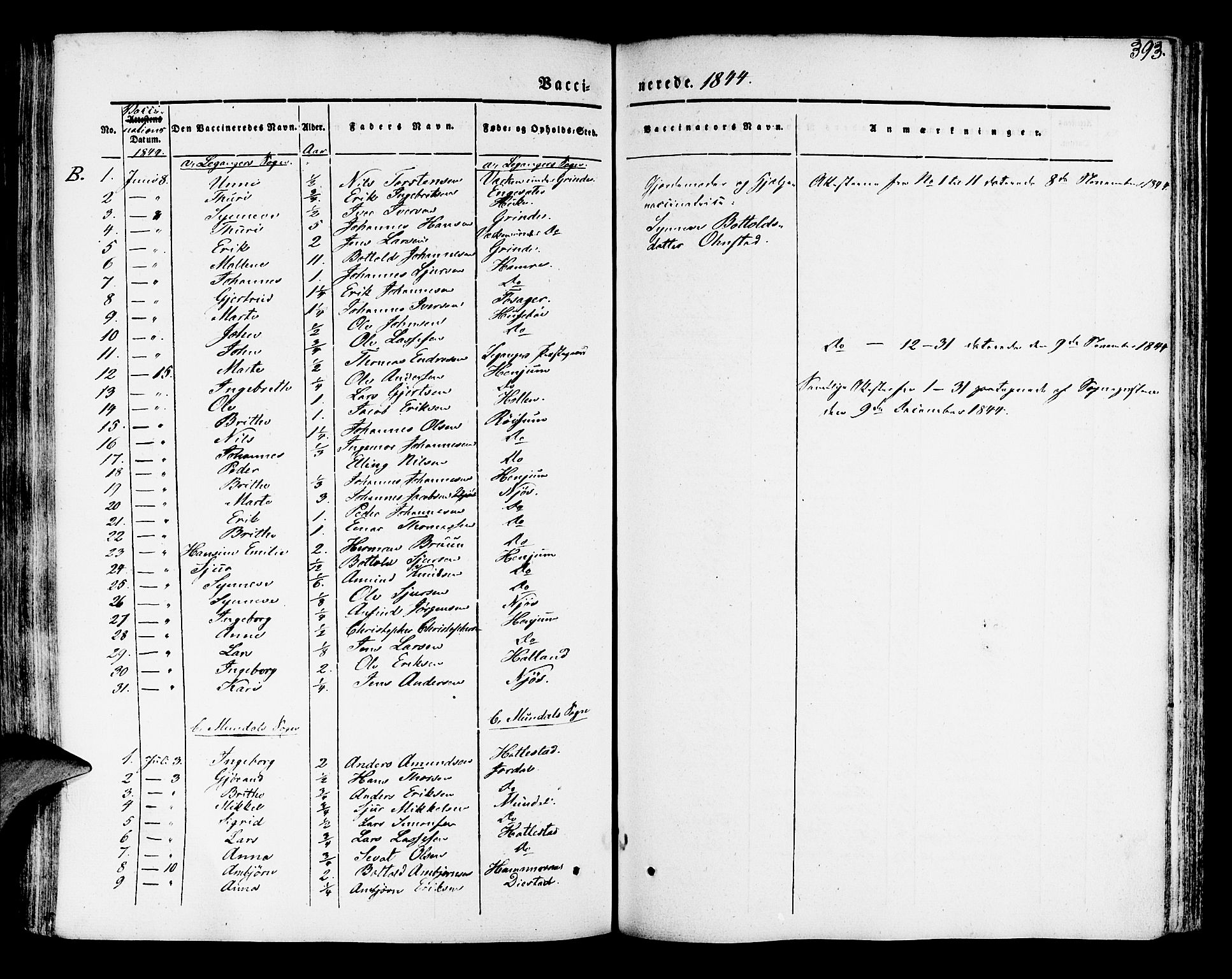 Leikanger sokneprestembete, AV/SAB-A-81001/H/Haa/Haaa/L0007: Parish register (official) no. A 7, 1838-1851, p. 393