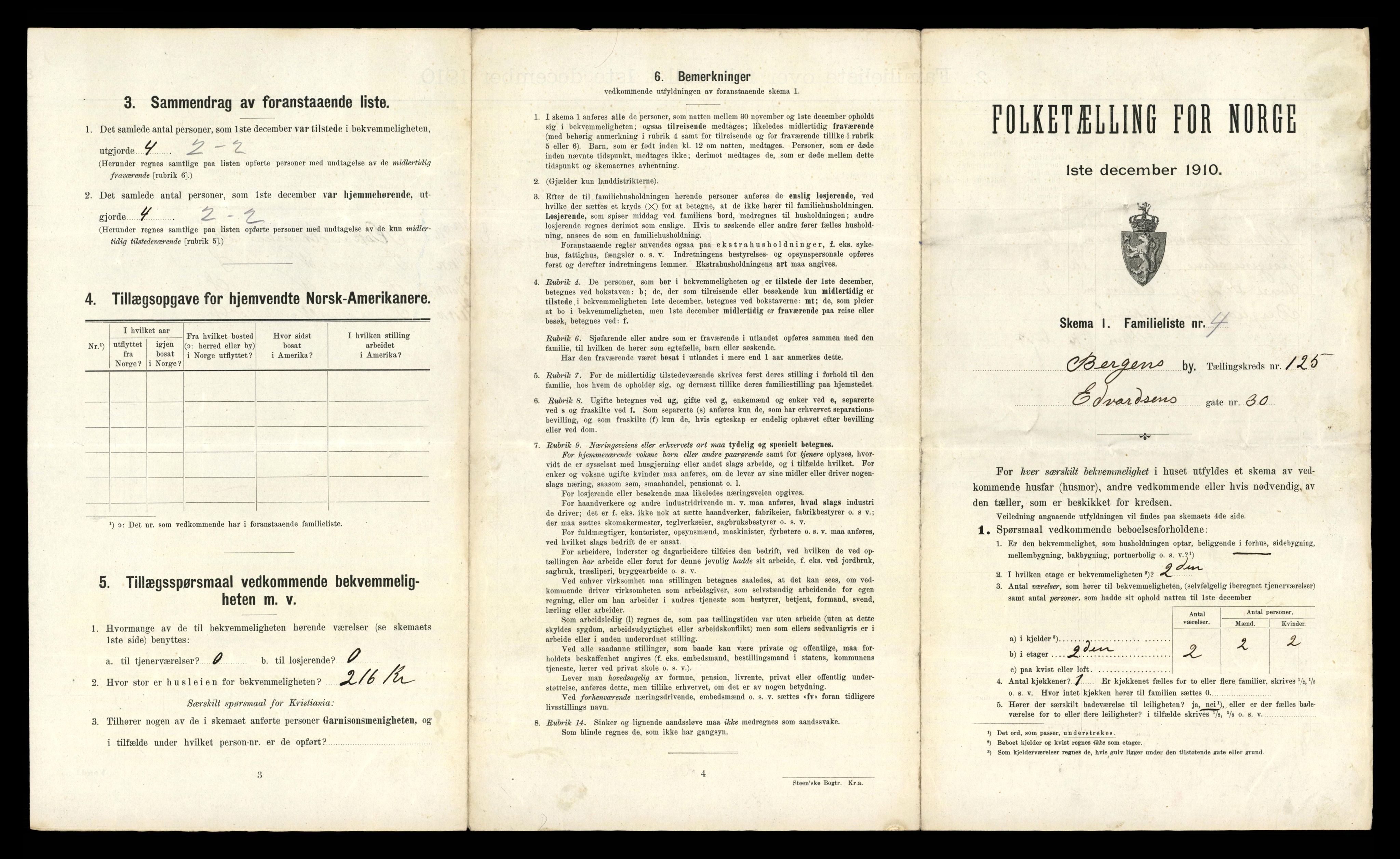 RA, 1910 census for Bergen, 1910, p. 43957