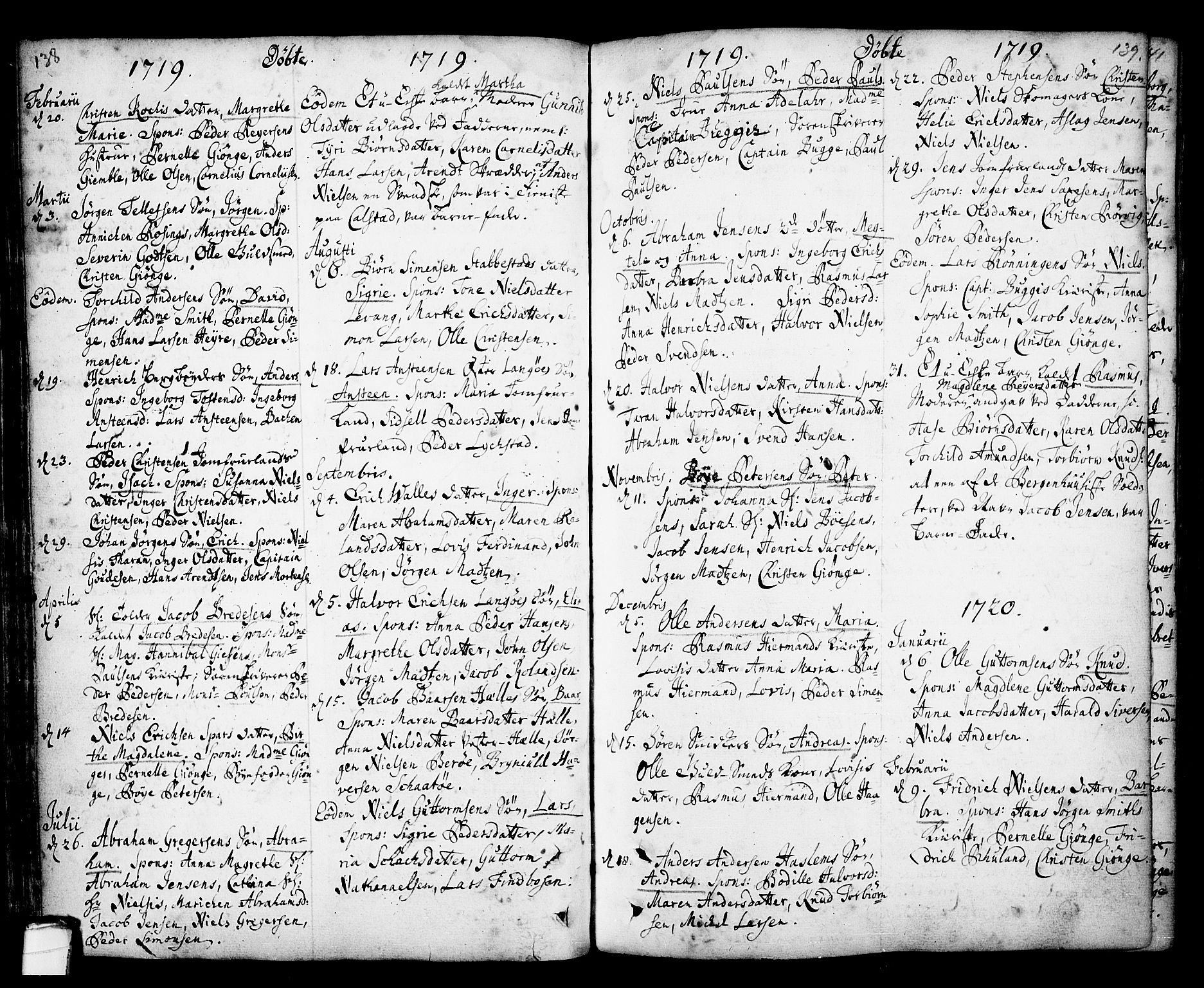 Kragerø kirkebøker, SAKO/A-278/F/Fa/L0001: Parish register (official) no. 1, 1702-1766, p. 138-139