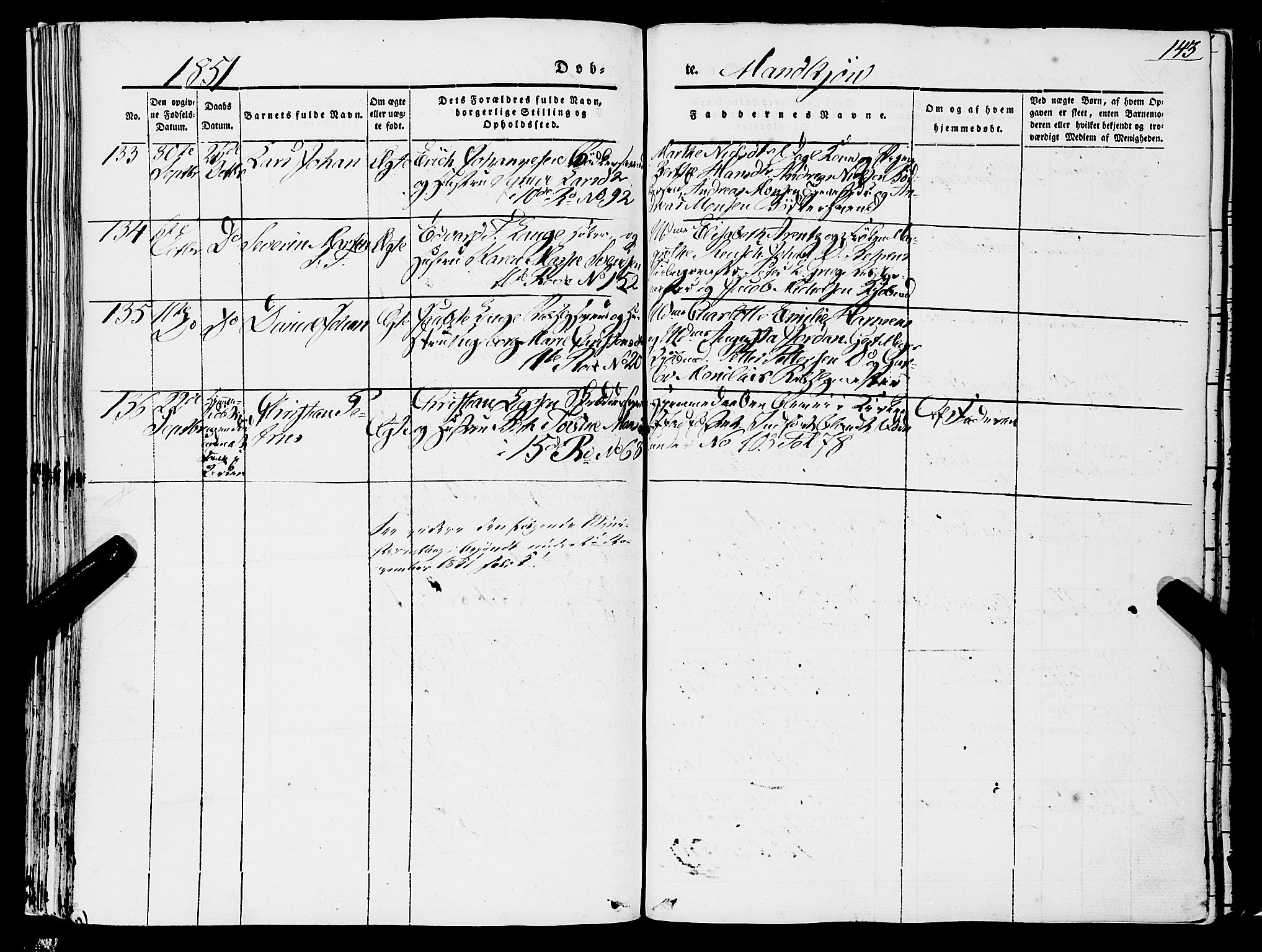 Domkirken sokneprestembete, SAB/A-74801/H/Haa/L0019: Parish register (official) no. B 2, 1841-1851, p. 143