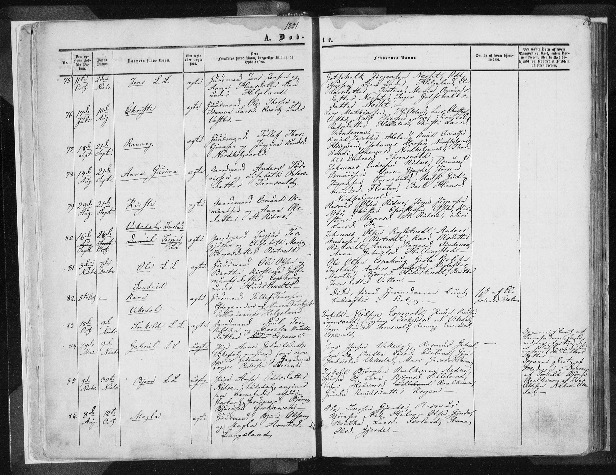 Vikedal sokneprestkontor, SAST/A-101840/01/IV: Parish register (official) no. A 6.1, 1851-1867, p. 10