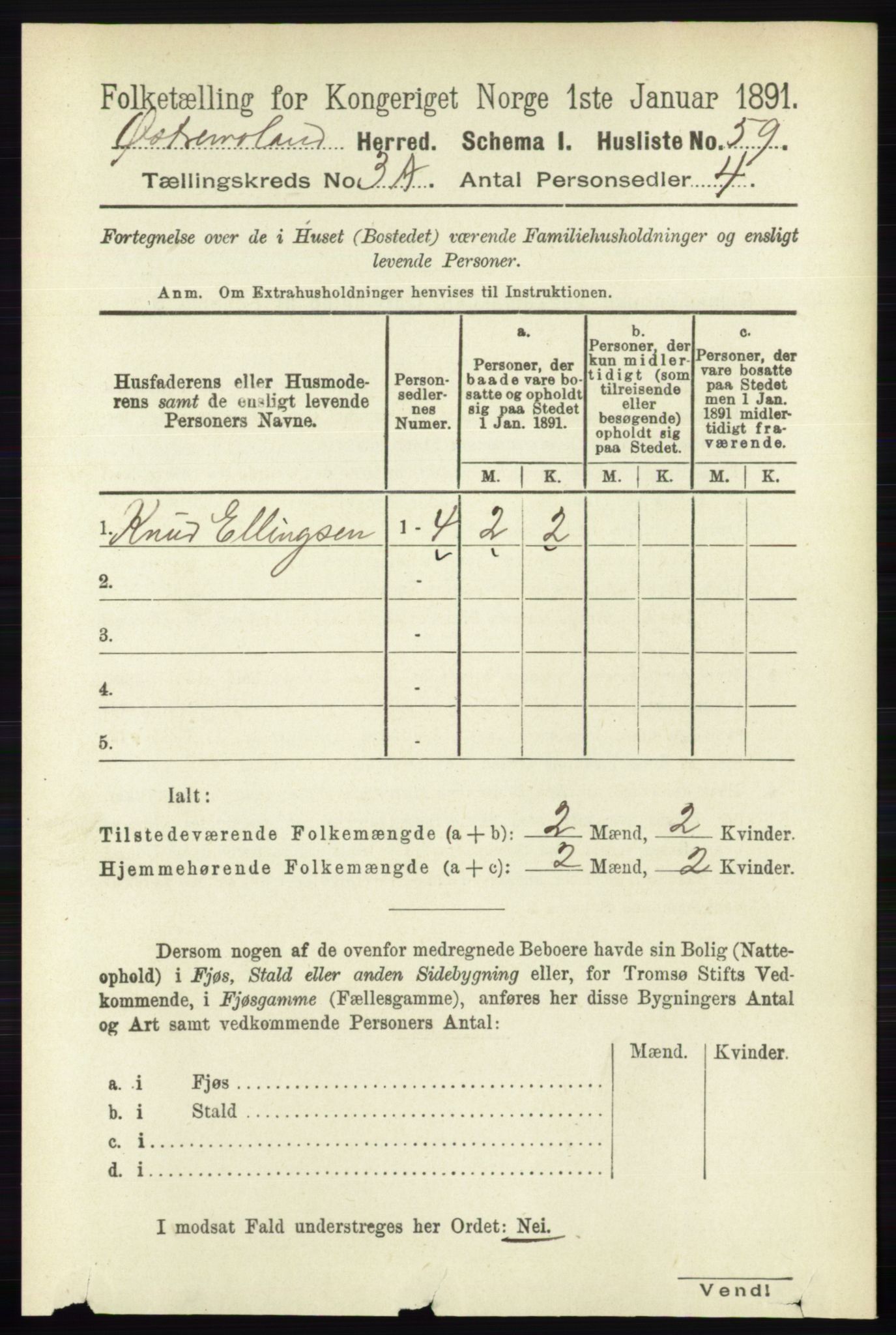 RA, 1891 census for 0918 Austre Moland, 1891, p. 1351