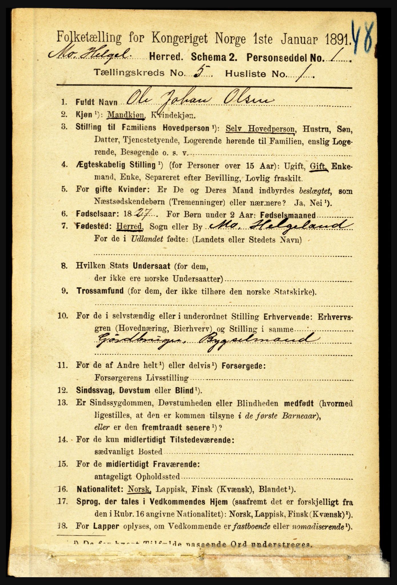 RA, 1891 census for 1833 Mo, 1891, p. 1913