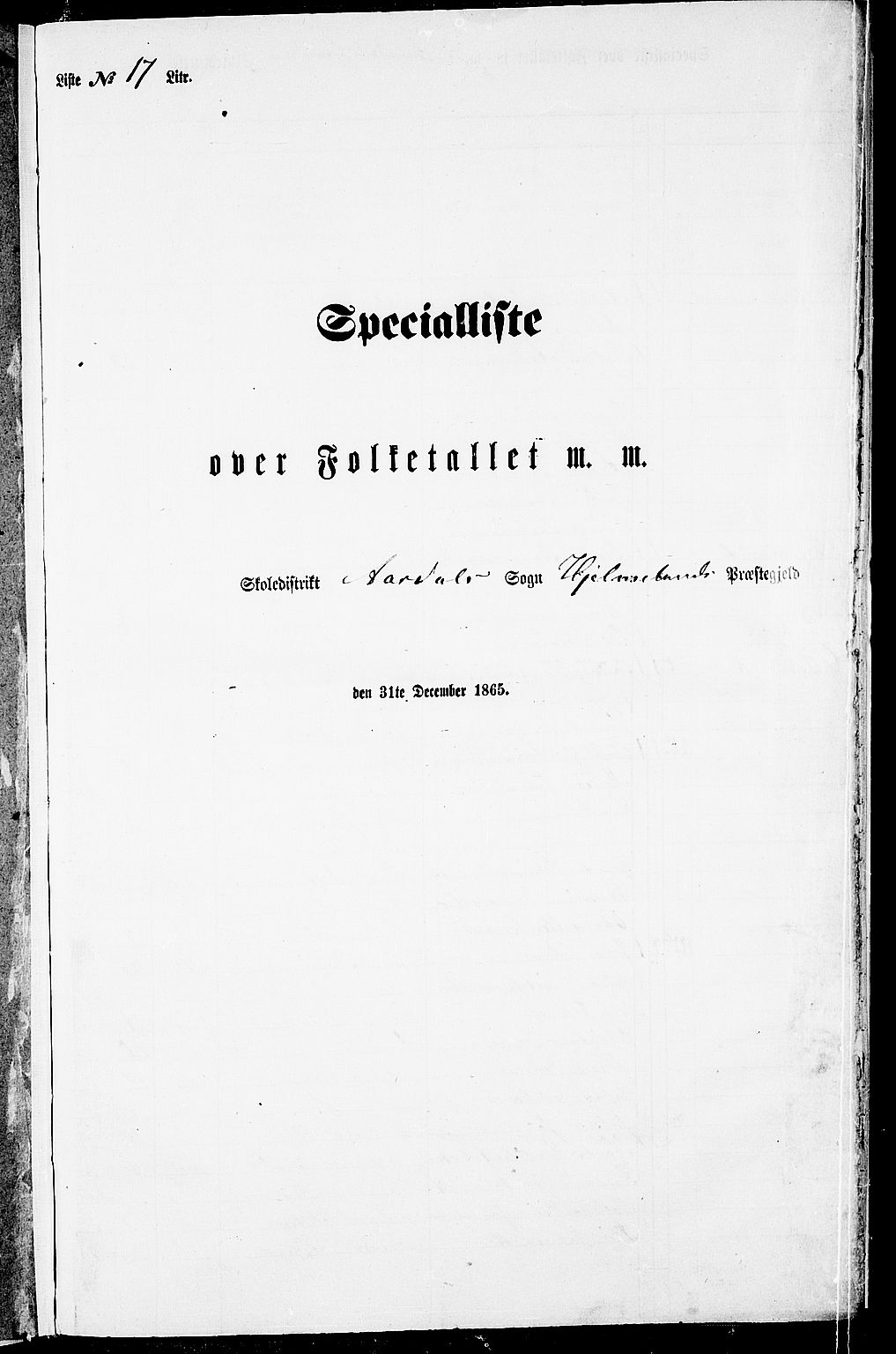 RA, 1865 census for Hjelmeland, 1865, p. 191