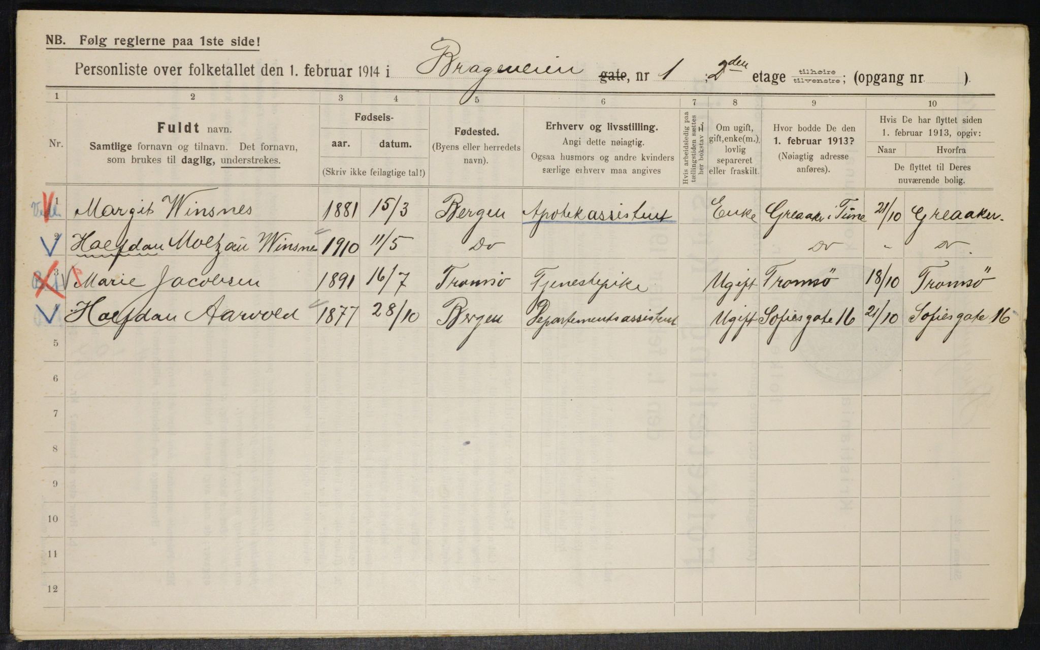 OBA, Municipal Census 1914 for Kristiania, 1914, p. 8057