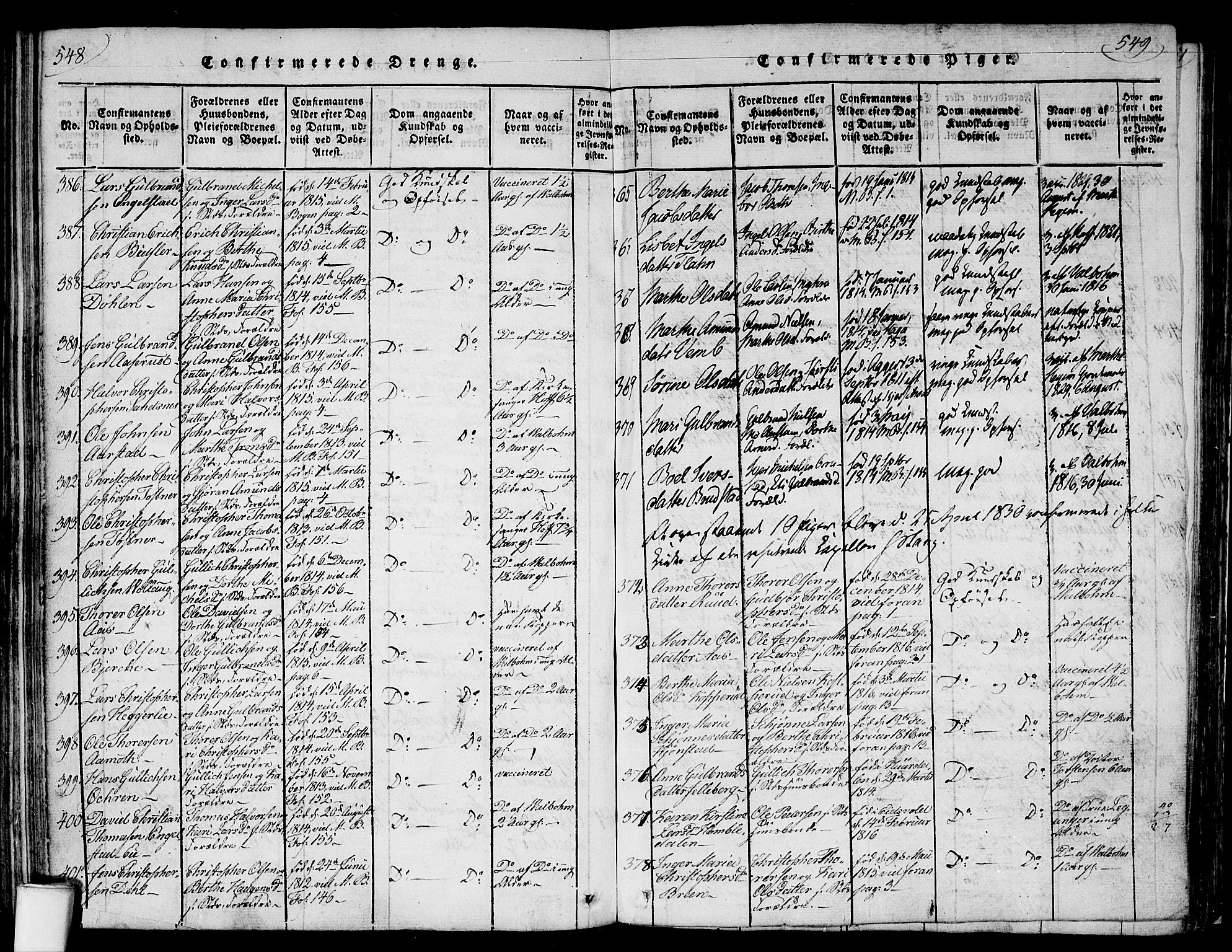 Nannestad prestekontor Kirkebøker, SAO/A-10414a/F/Fa/L0009: Parish register (official) no. I 9, 1815-1840, p. 548-549