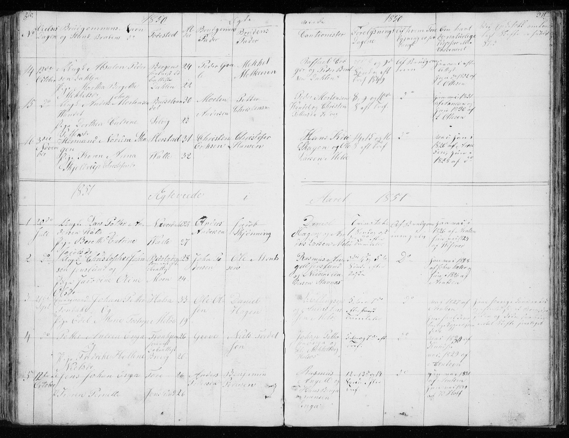 Ministerialprotokoller, klokkerbøker og fødselsregistre - Nordland, AV/SAT-A-1459/843/L0632: Parish register (copy) no. 843C01, 1833-1853, p. 310-311