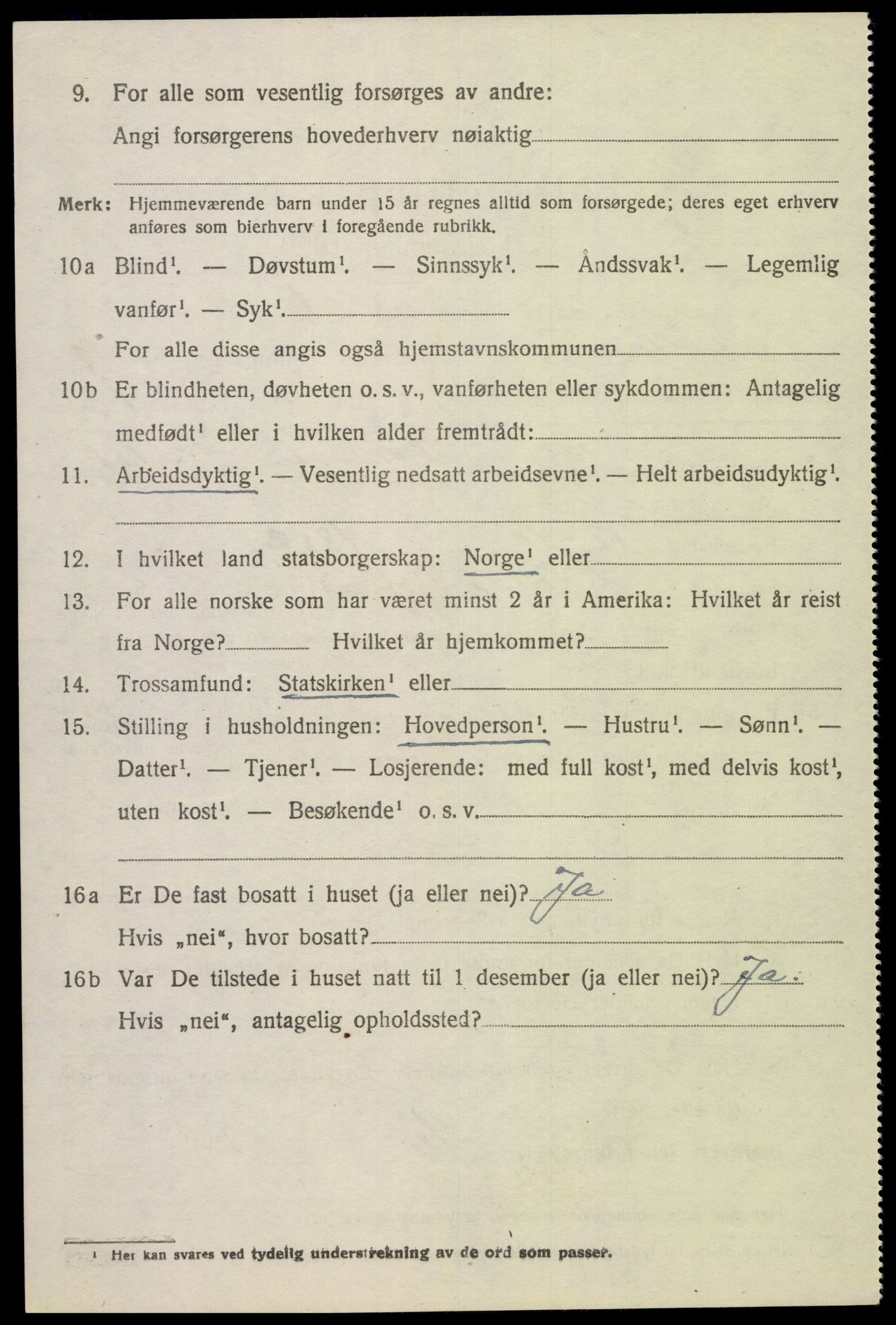 SAK, 1920 census for Fjotland, 1920, p. 2221