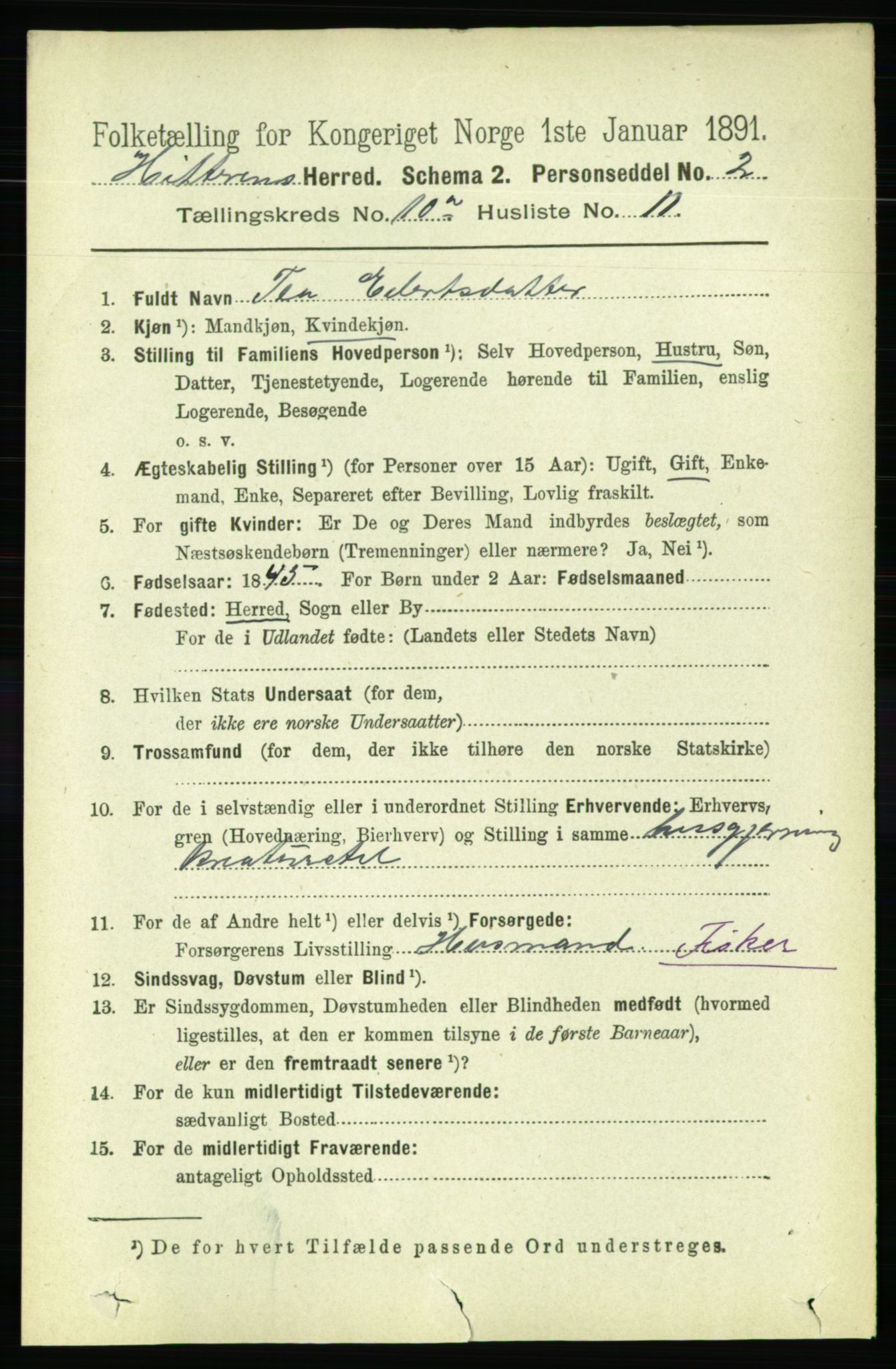 RA, 1891 census for 1617 Hitra, 1891, p. 2301