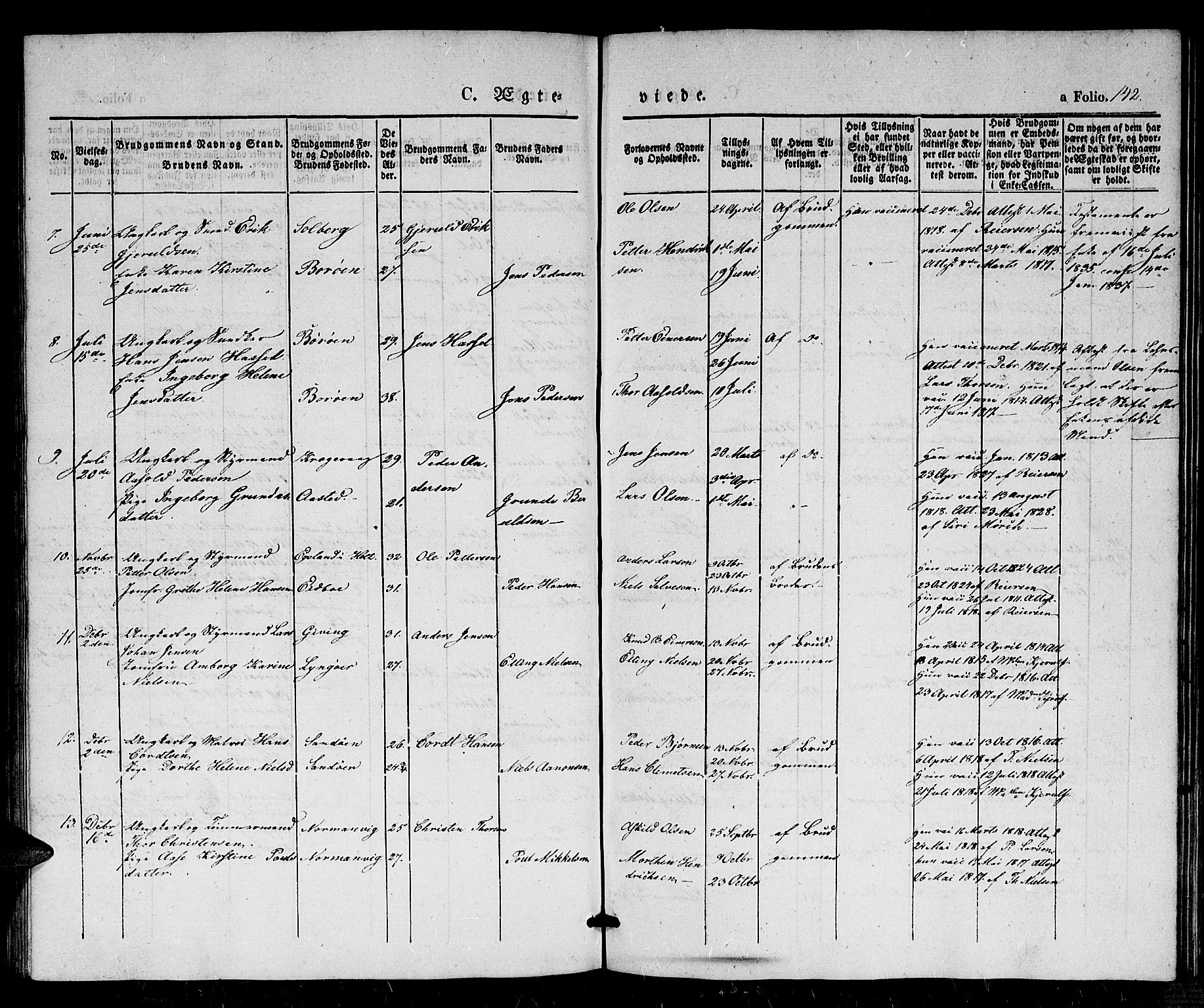 Dypvåg sokneprestkontor, SAK/1111-0007/F/Fb/Fba/L0010: Parish register (copy) no. B 10, 1842-1857, p. 142