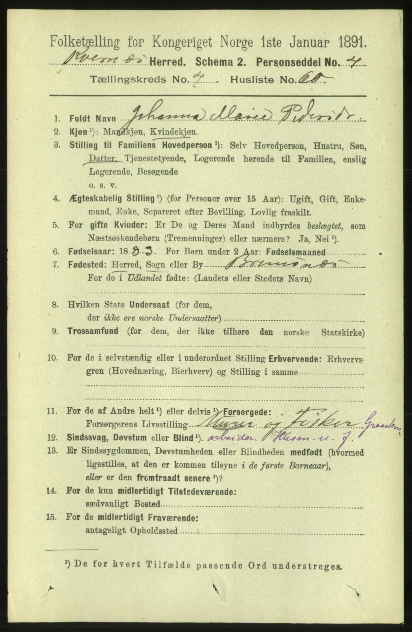 RA, 1891 census for 1553 Kvernes, 1891, p. 2244