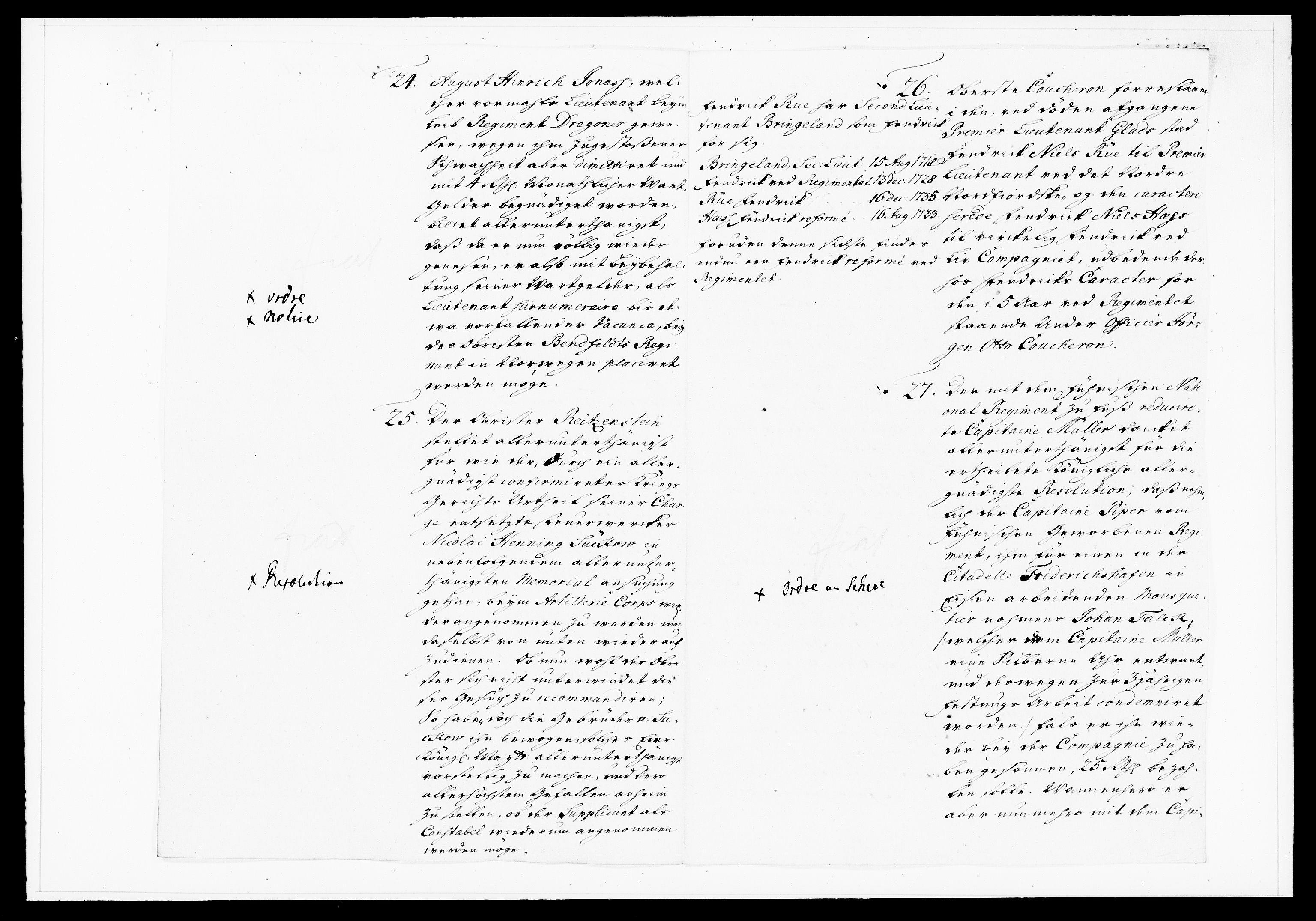 Krigskollegiet, Krigskancelliet, DRA/A-0006/-/1130-1137: Refererede sager, 1736, p. 208