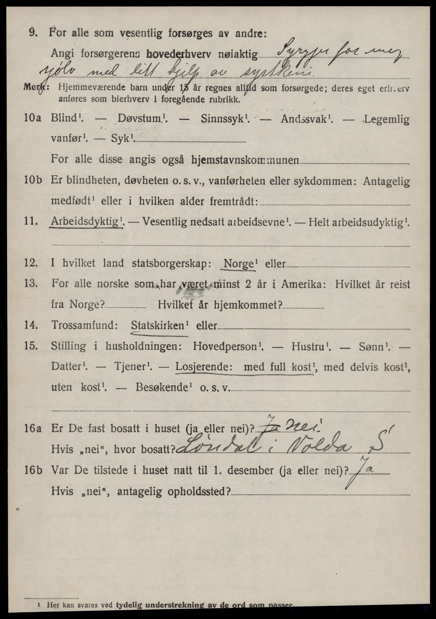 SAT, 1920 census for Ulstein, 1920, p. 2113