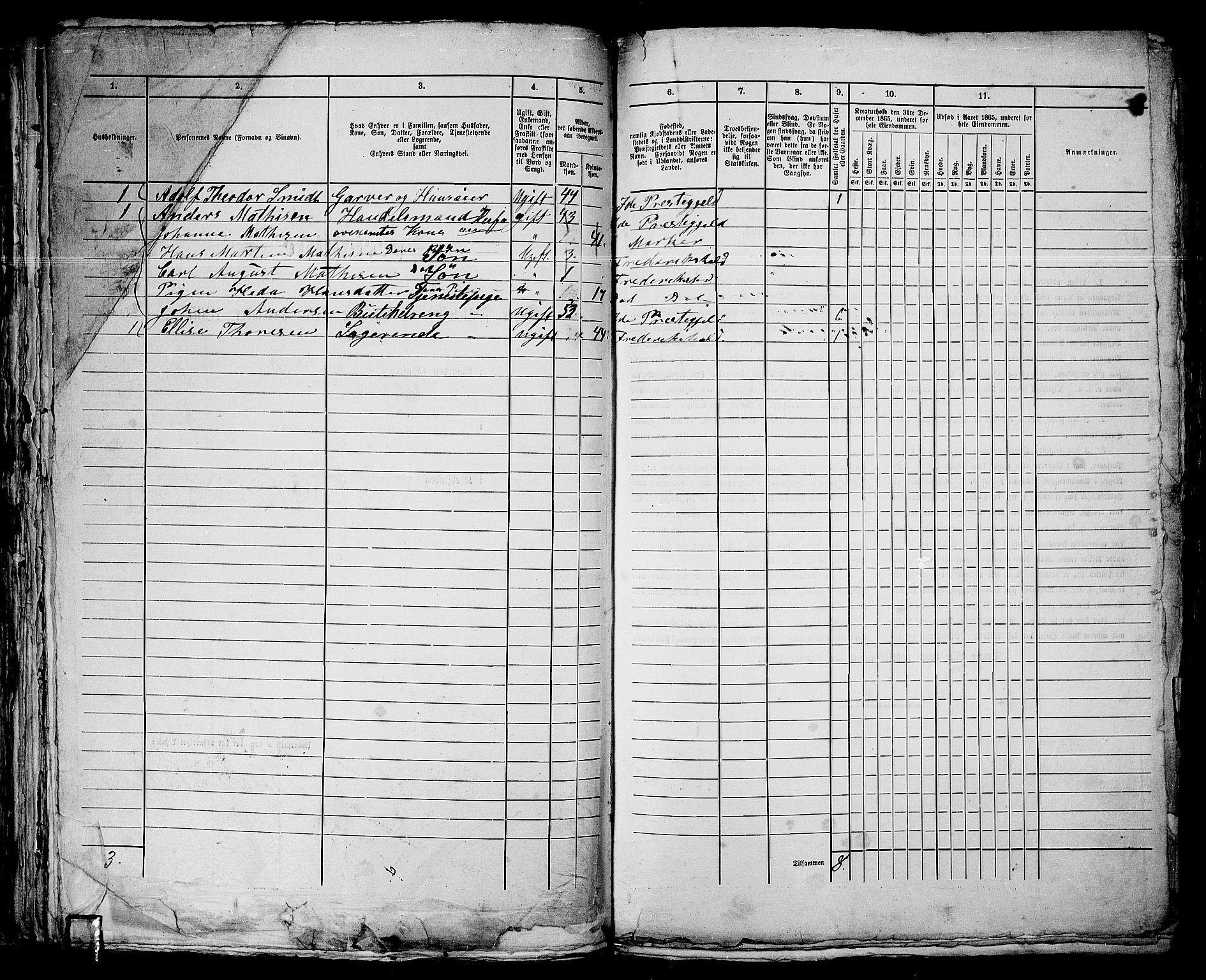 RA, 1865 census for Fredrikshald, 1865, p. 533