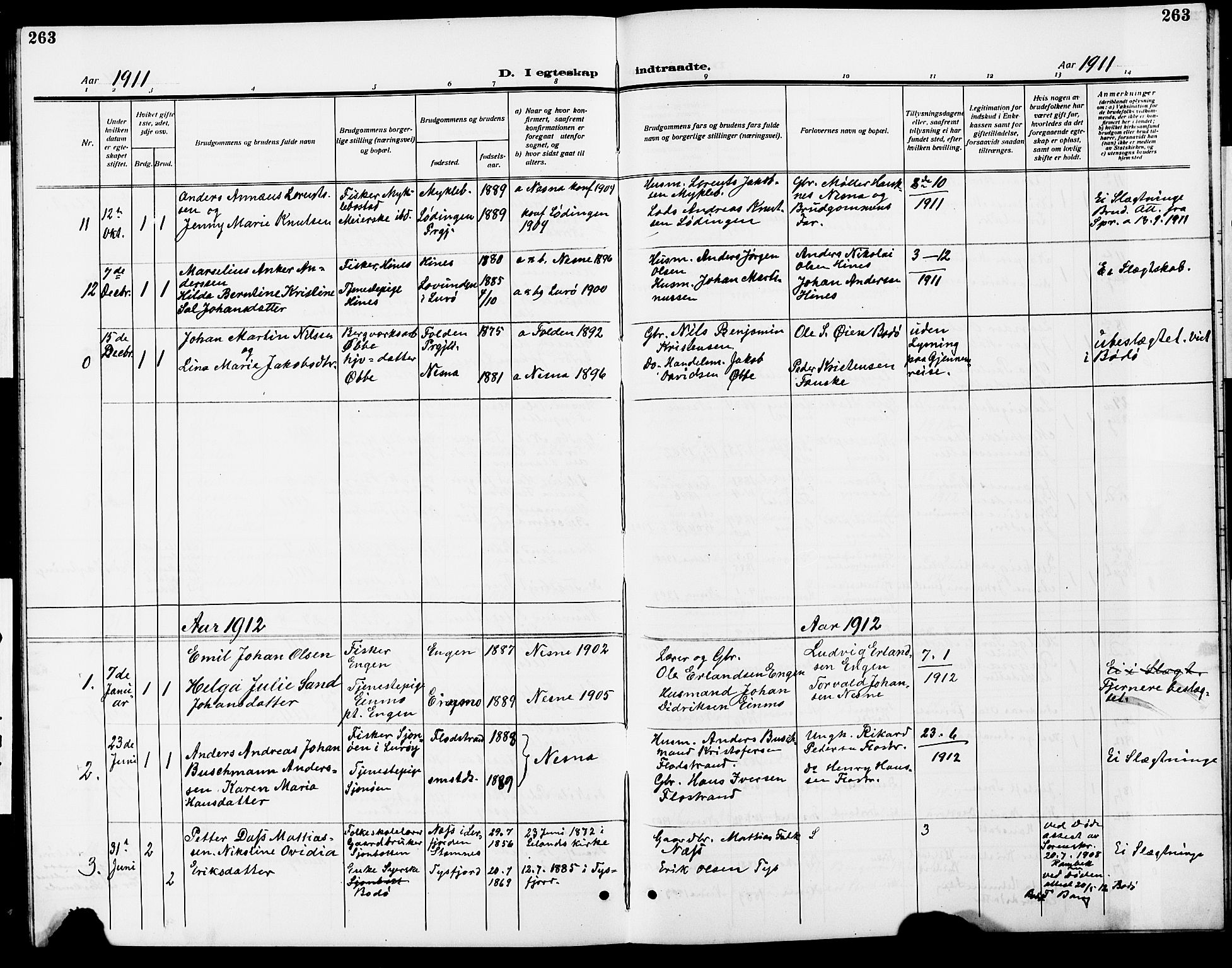 Ministerialprotokoller, klokkerbøker og fødselsregistre - Nordland, SAT/A-1459/838/L0560: Parish register (copy) no. 838C07, 1910-1928, p. 263