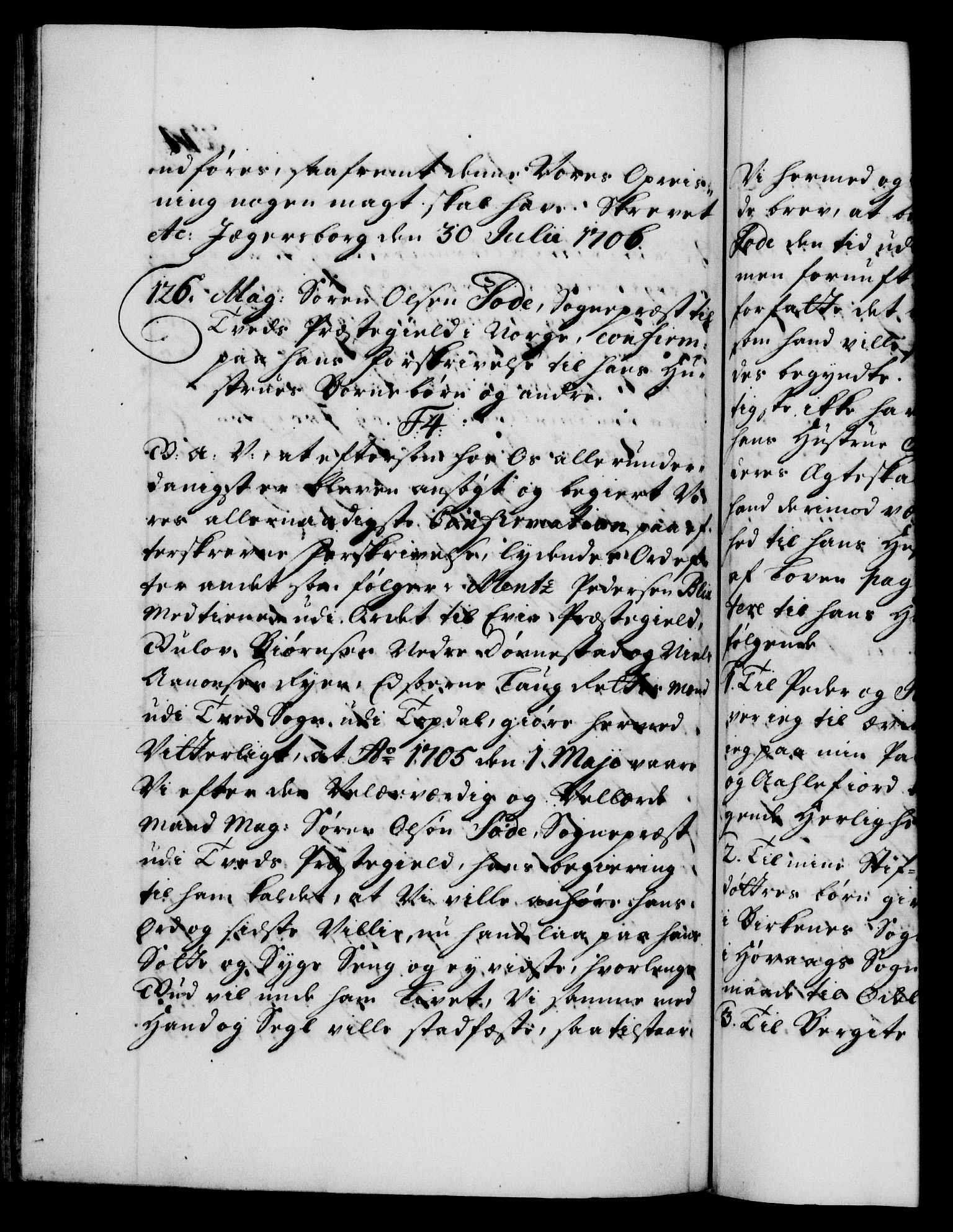 Danske Kanselli 1572-1799, AV/RA-EA-3023/F/Fc/Fca/Fcaa/L0019: Norske registre, 1704-1707, p. 374b