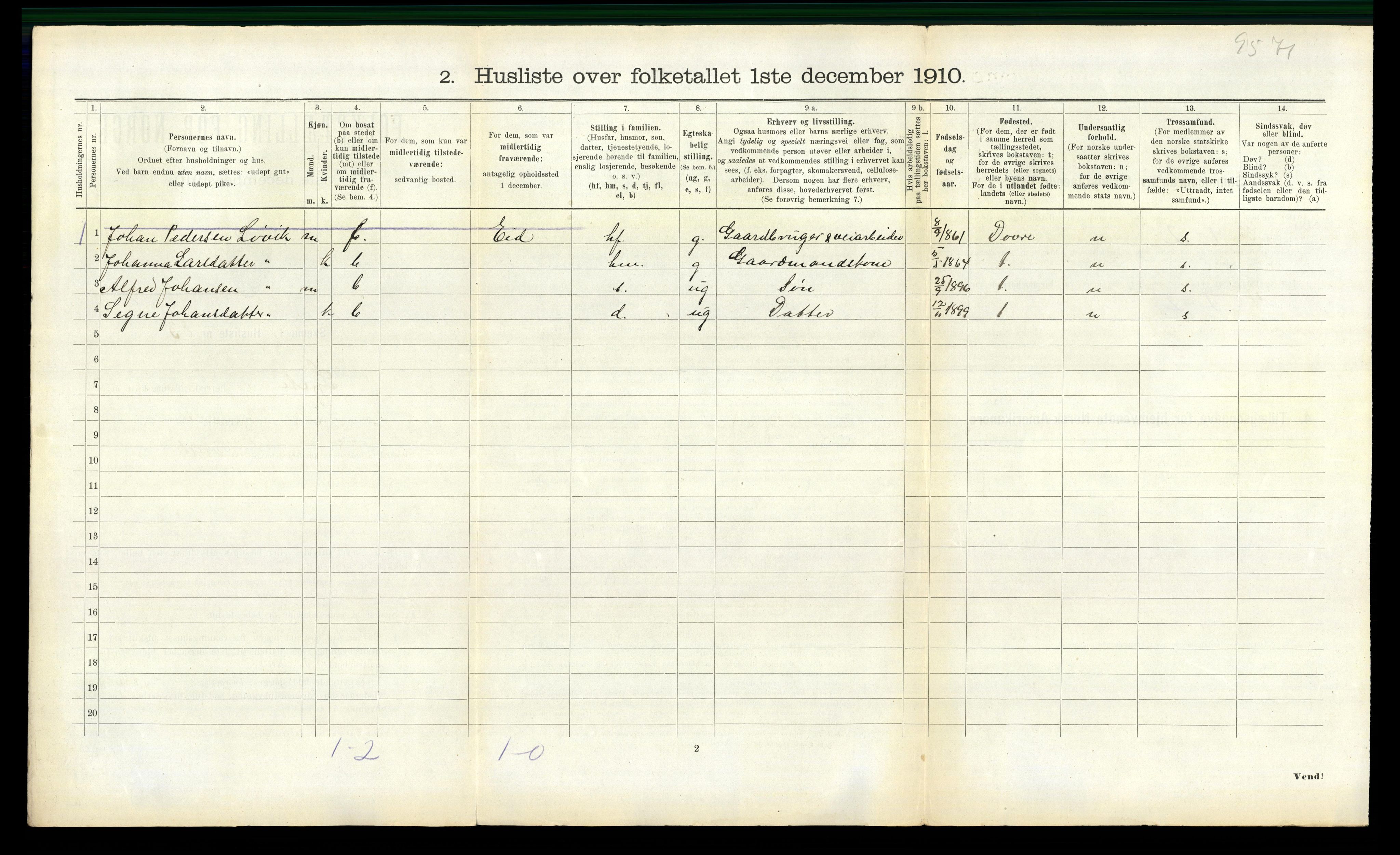 RA, 1910 census for Sylte, 1910, p. 425