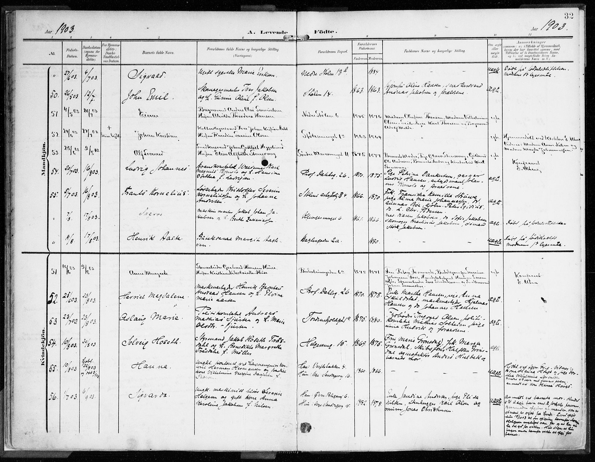 Mariakirken Sokneprestembete, AV/SAB-A-76901/H/Haa/L0010: Parish register (official) no. B 1, 1901-1915, p. 32