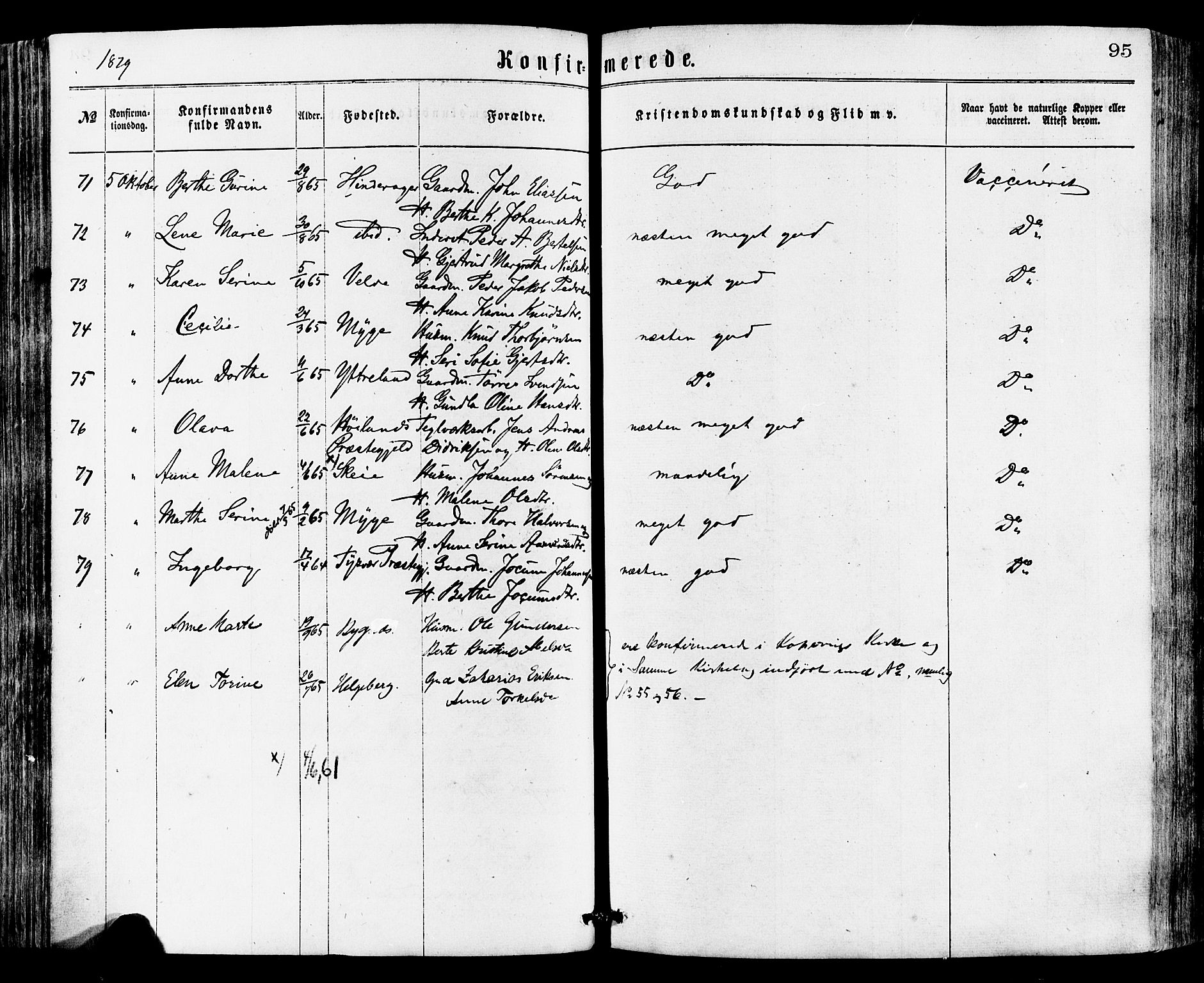 Avaldsnes sokneprestkontor, AV/SAST-A -101851/H/Ha/Haa/L0012: Parish register (official) no. A 12, 1865-1880, p. 95